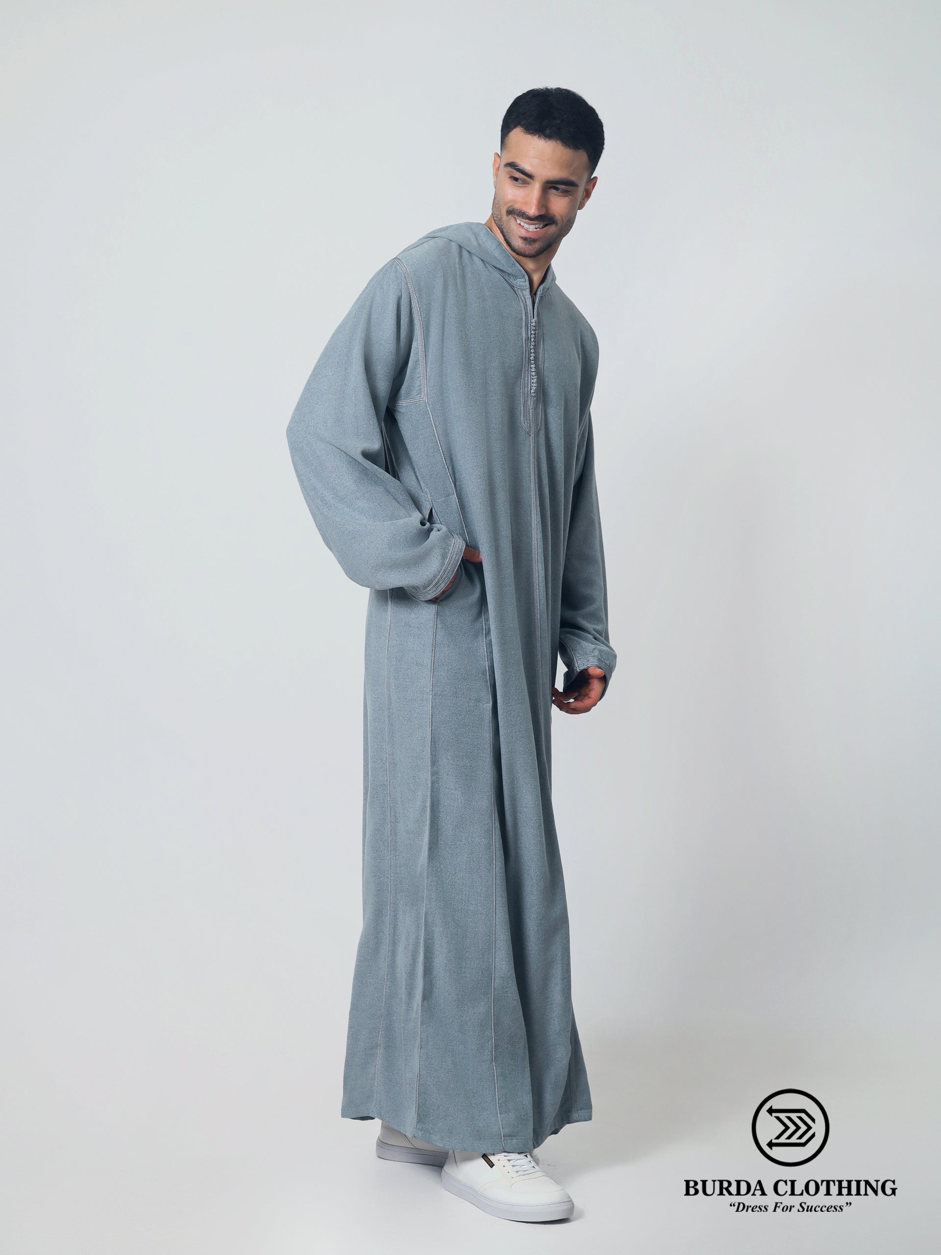 Marokkanischer Hoodie Elite Thobe Mlifa Djellaba Grau
