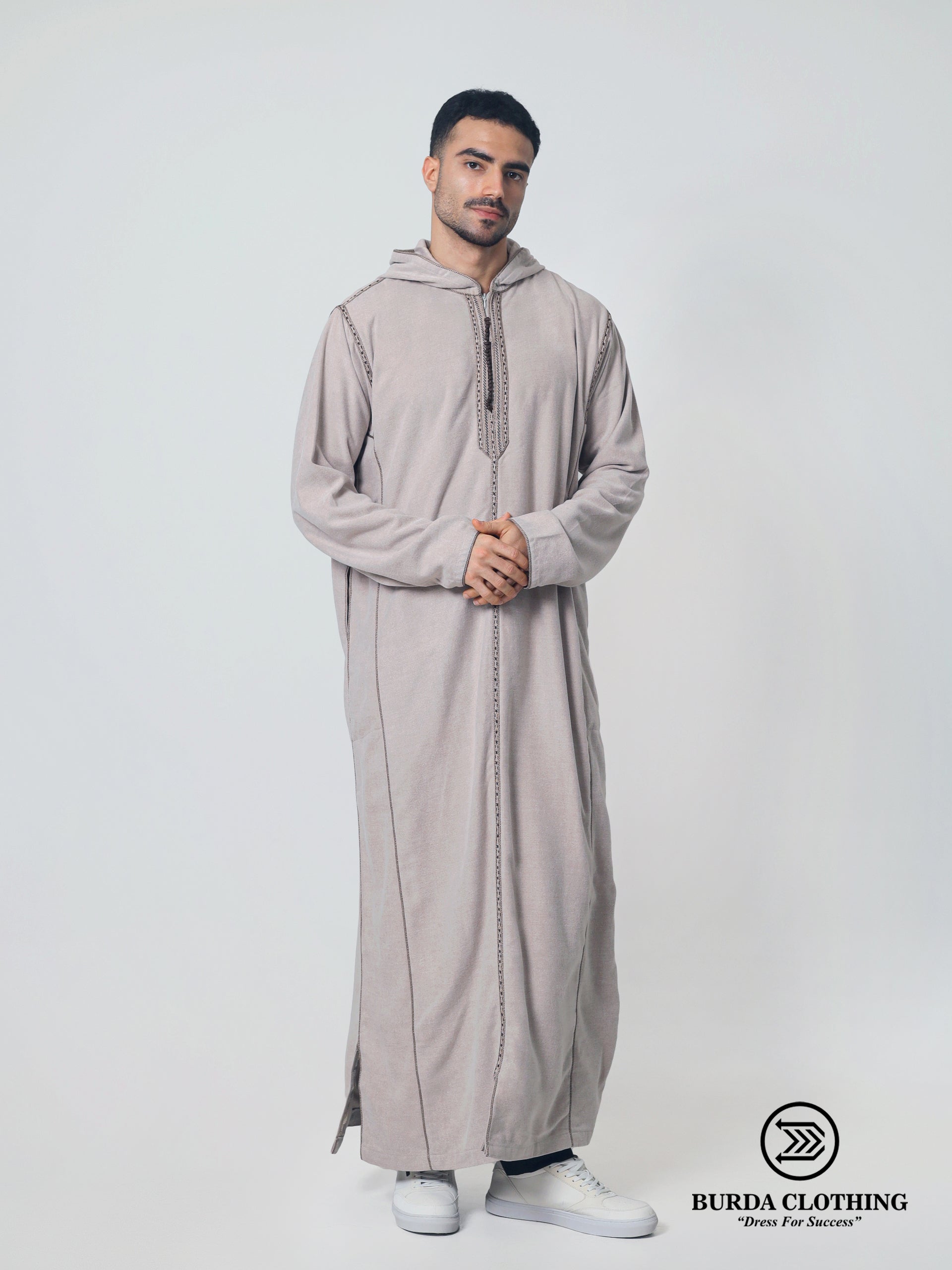 Marokkanischer Kapuzenpullover Thobe Mlifa Djellaba Beige