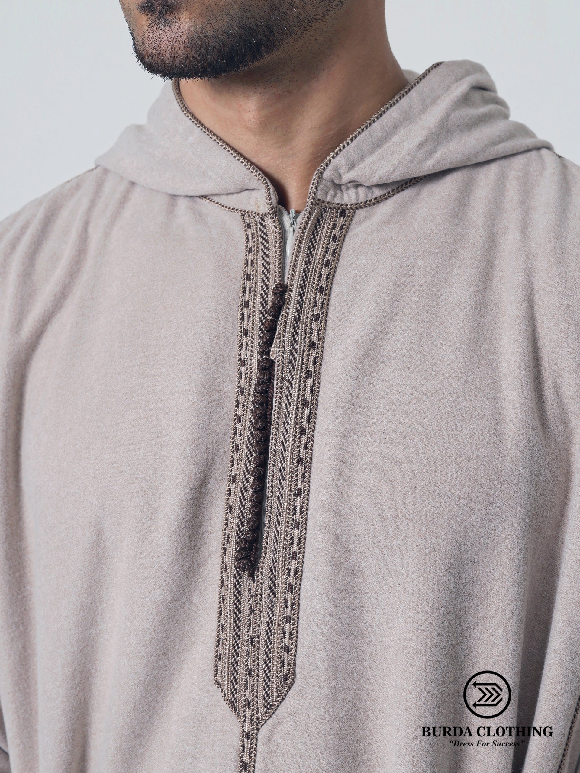 Marokkanischer Kapuzenpullover Thobe Mlifa Djellaba Beige
