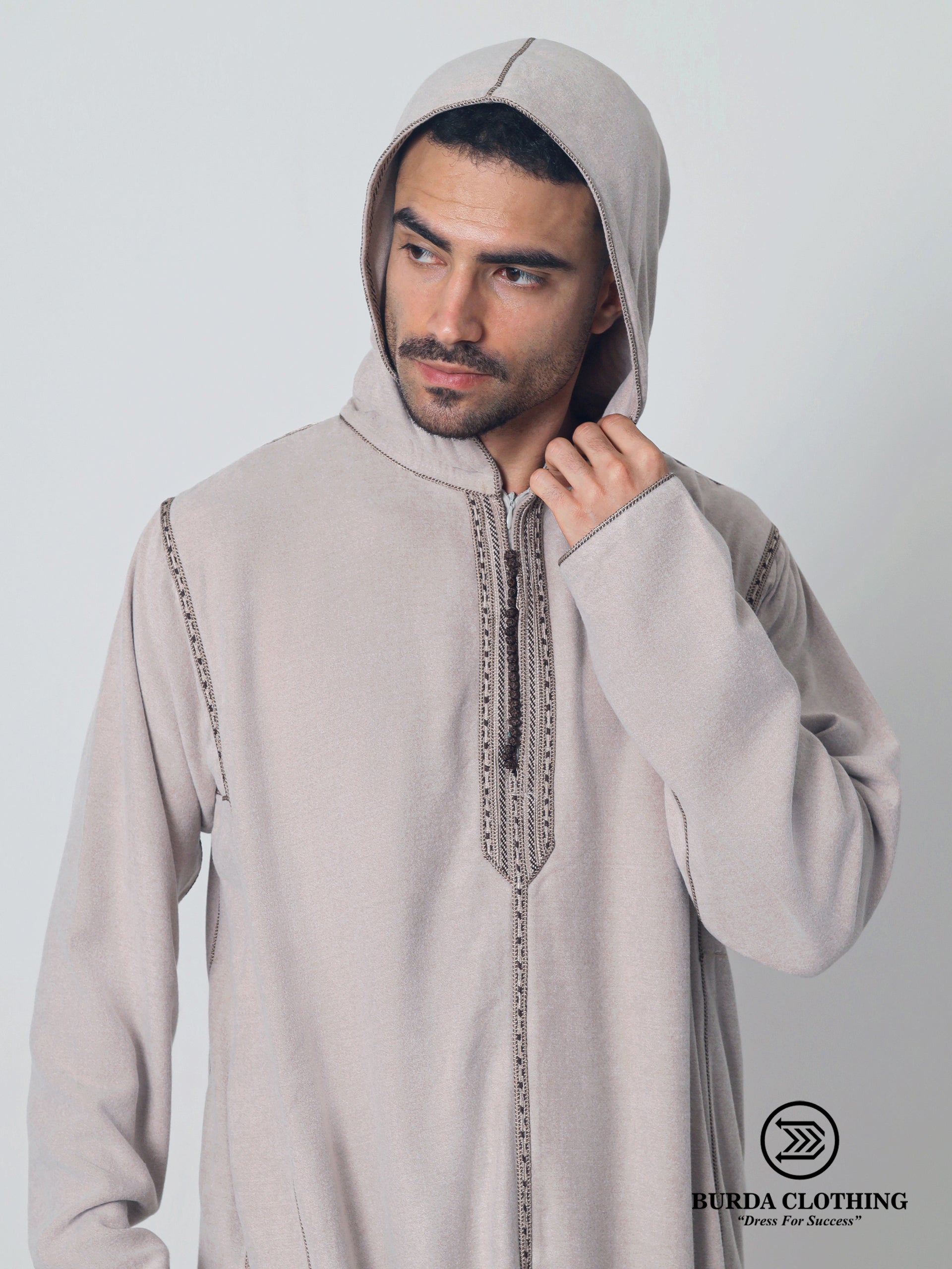 Marokkanischer Kapuzenpullover Thobe Mlifa Djellaba Beige