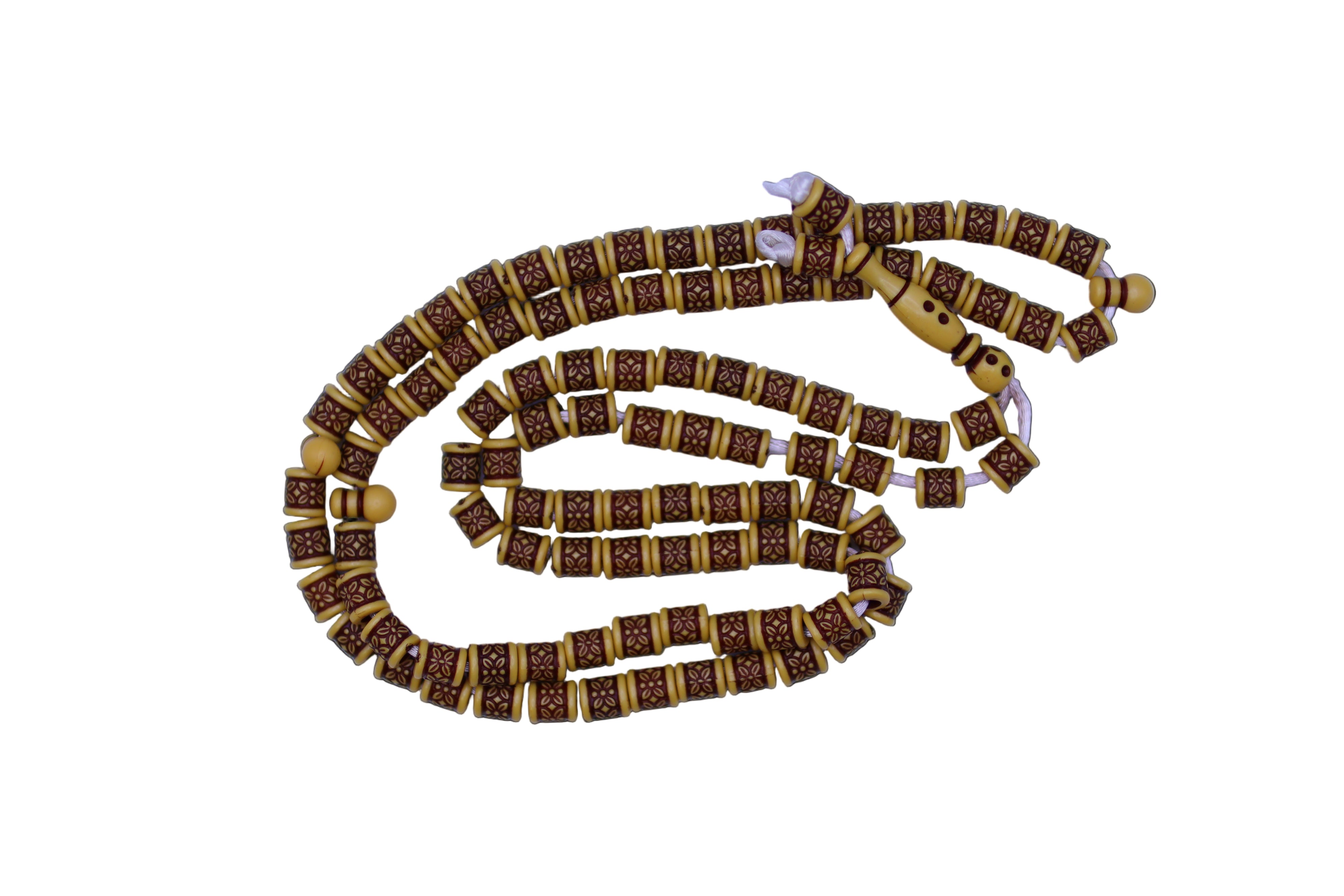 Islamic Tesbih wooden 99 Count Polished Prayer Beads 8mm - Brown gold