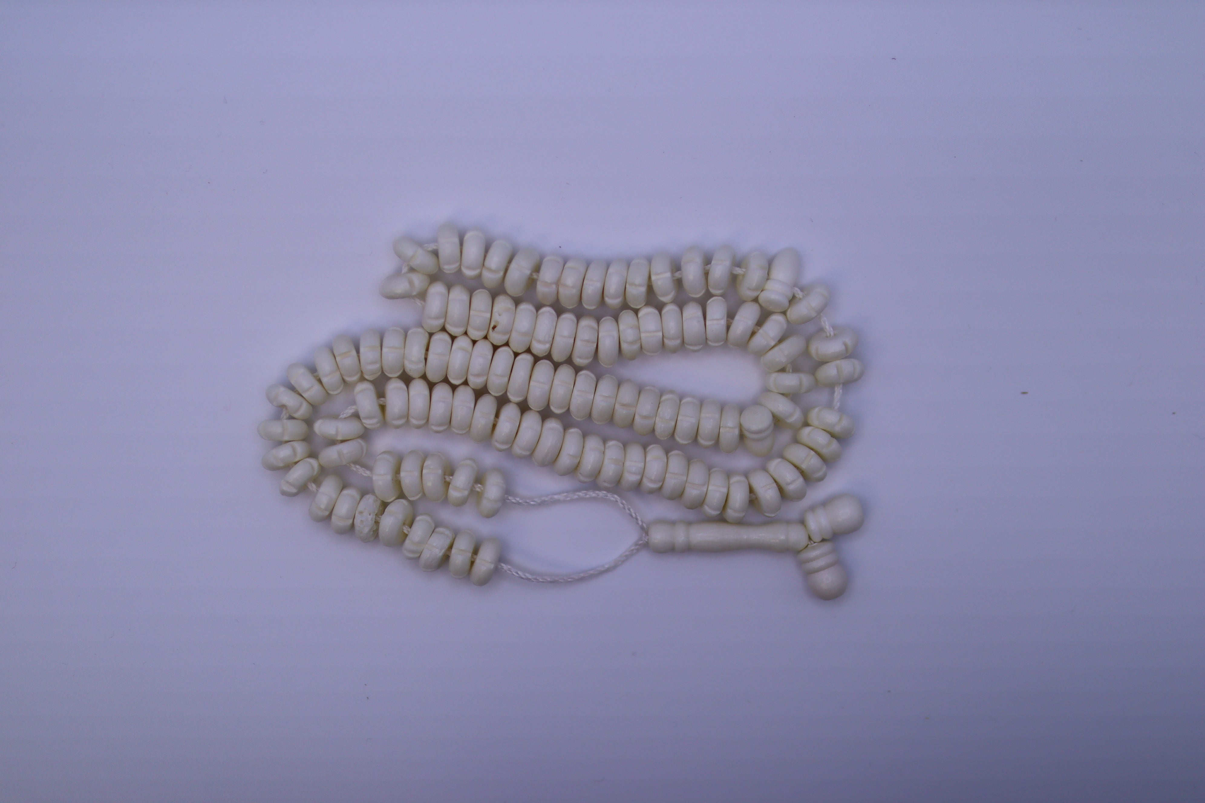 Islamic Tesbih Camel bone 99 Count Polished Prayer Beads 6mm White