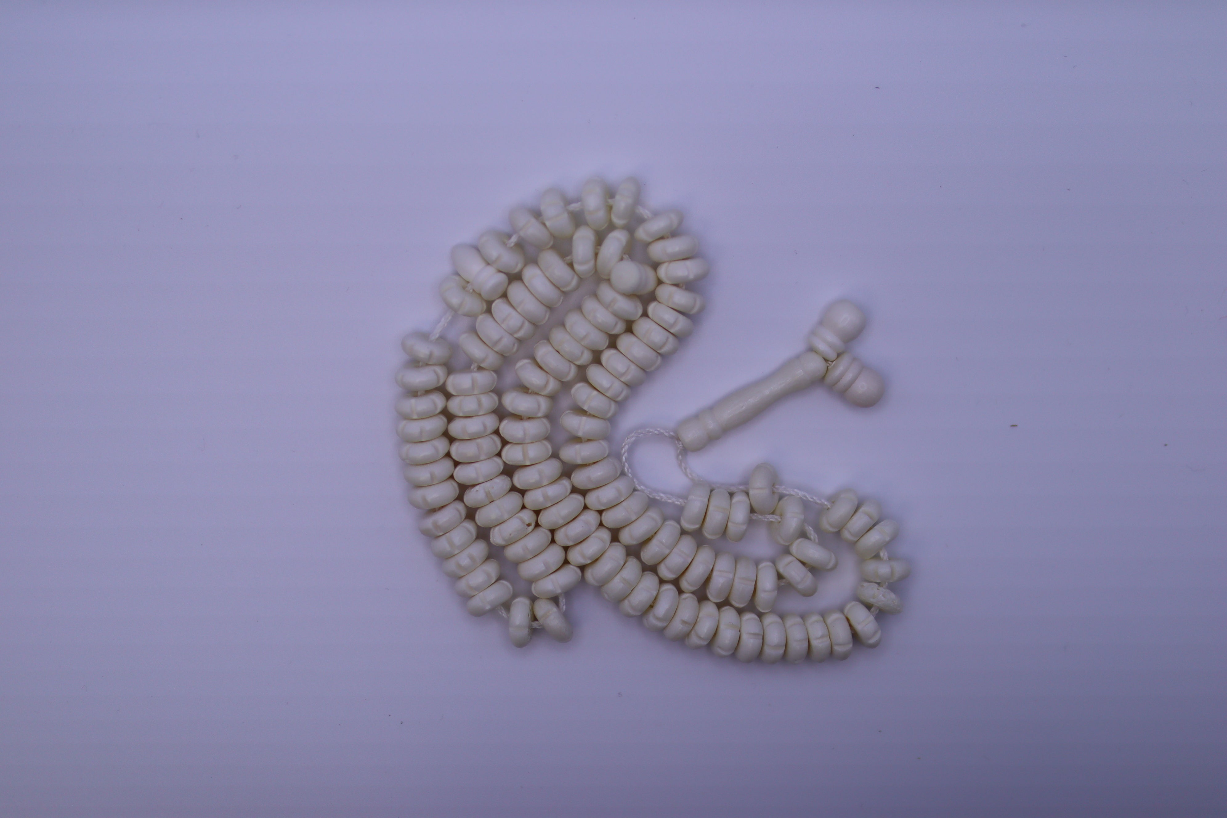 Islamic Tesbih Camel bone 99 Count Polished Prayer Beads 6mm White