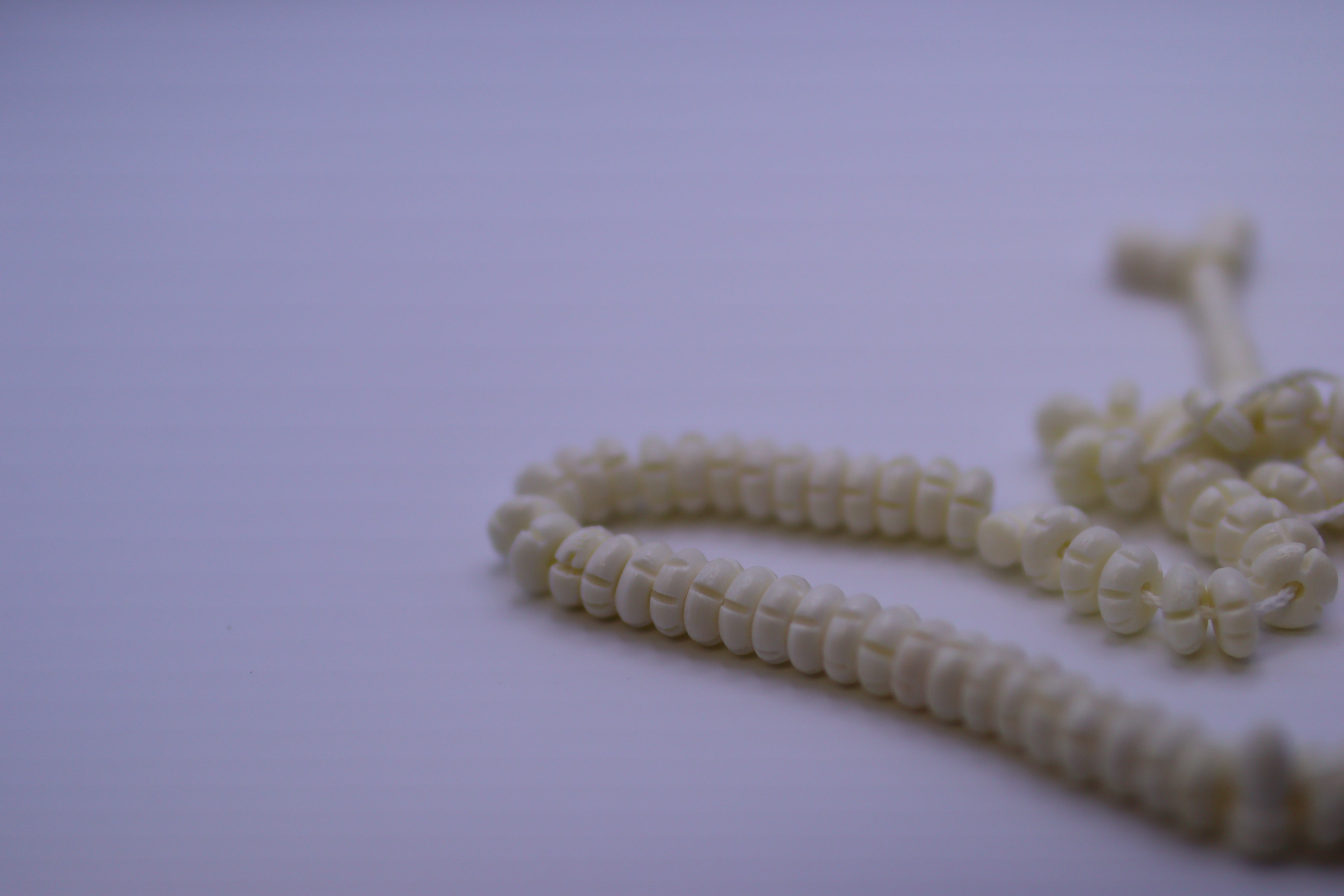 Islamic Tesbih Camel bone 99 Count Polished Prayer Beads 6mm White