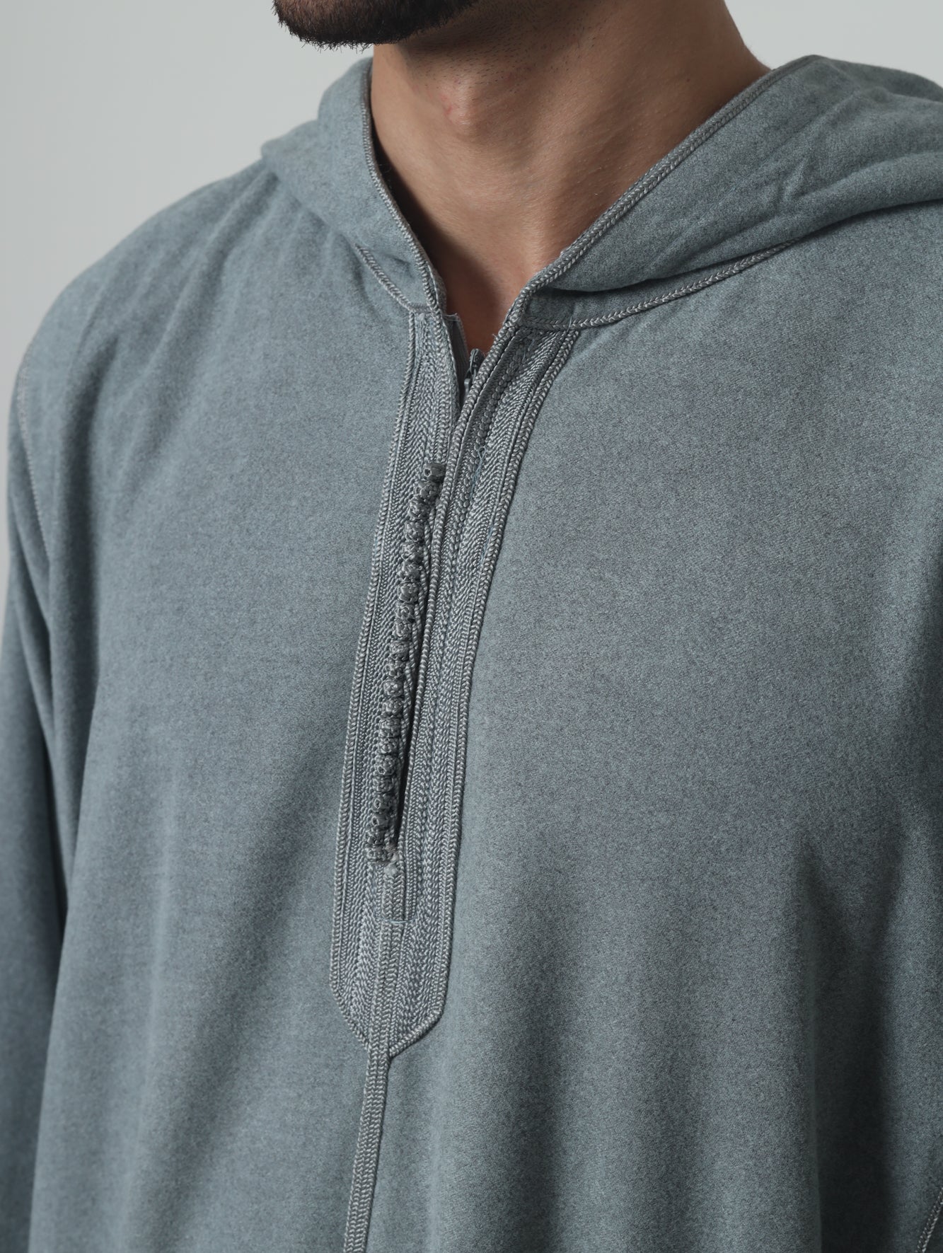 Moroccan Hoodie Elite Thobe Mlifa Djellaba Gray