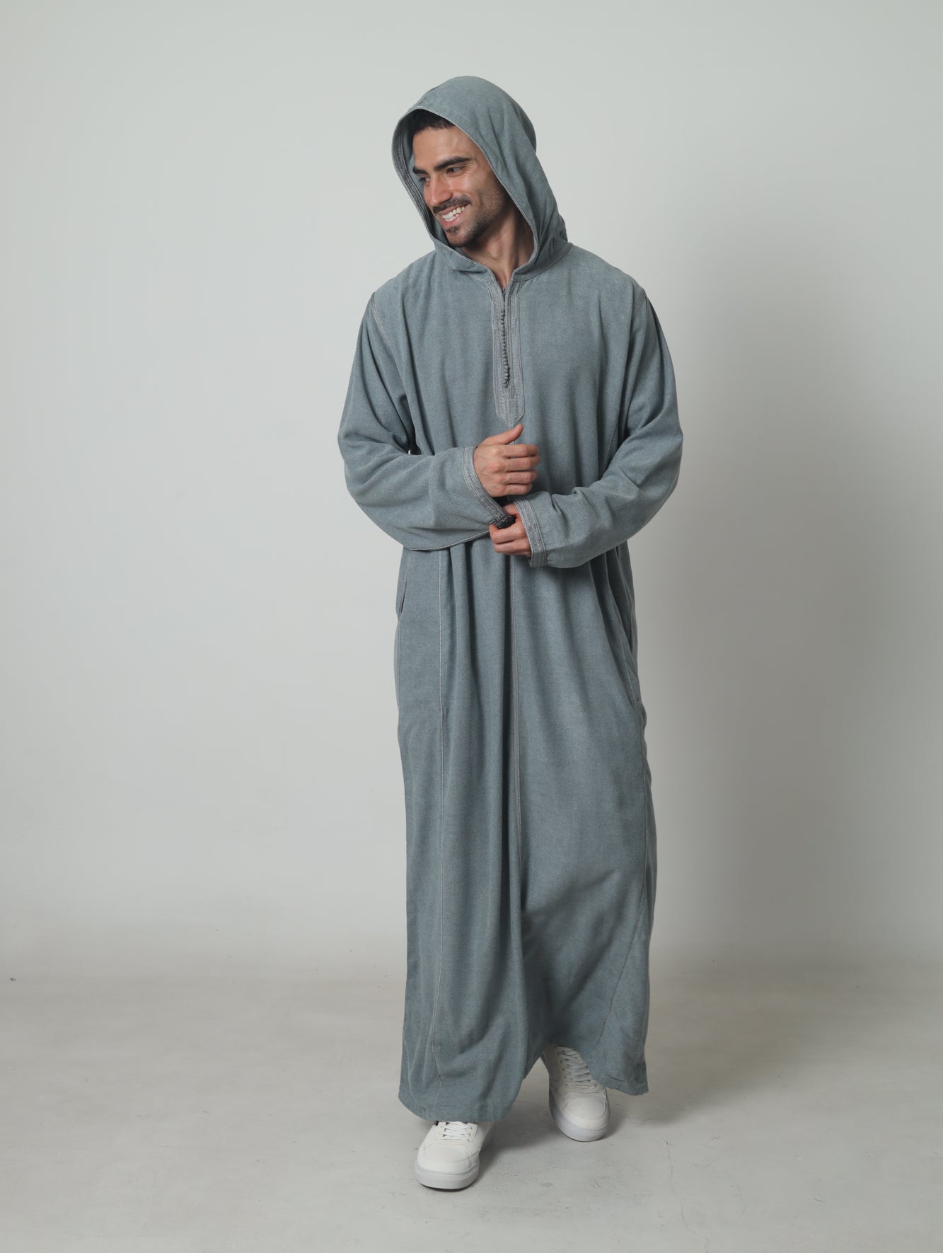 Marokkanischer Hoodie Elite Thobe Mlifa Djellaba Grau