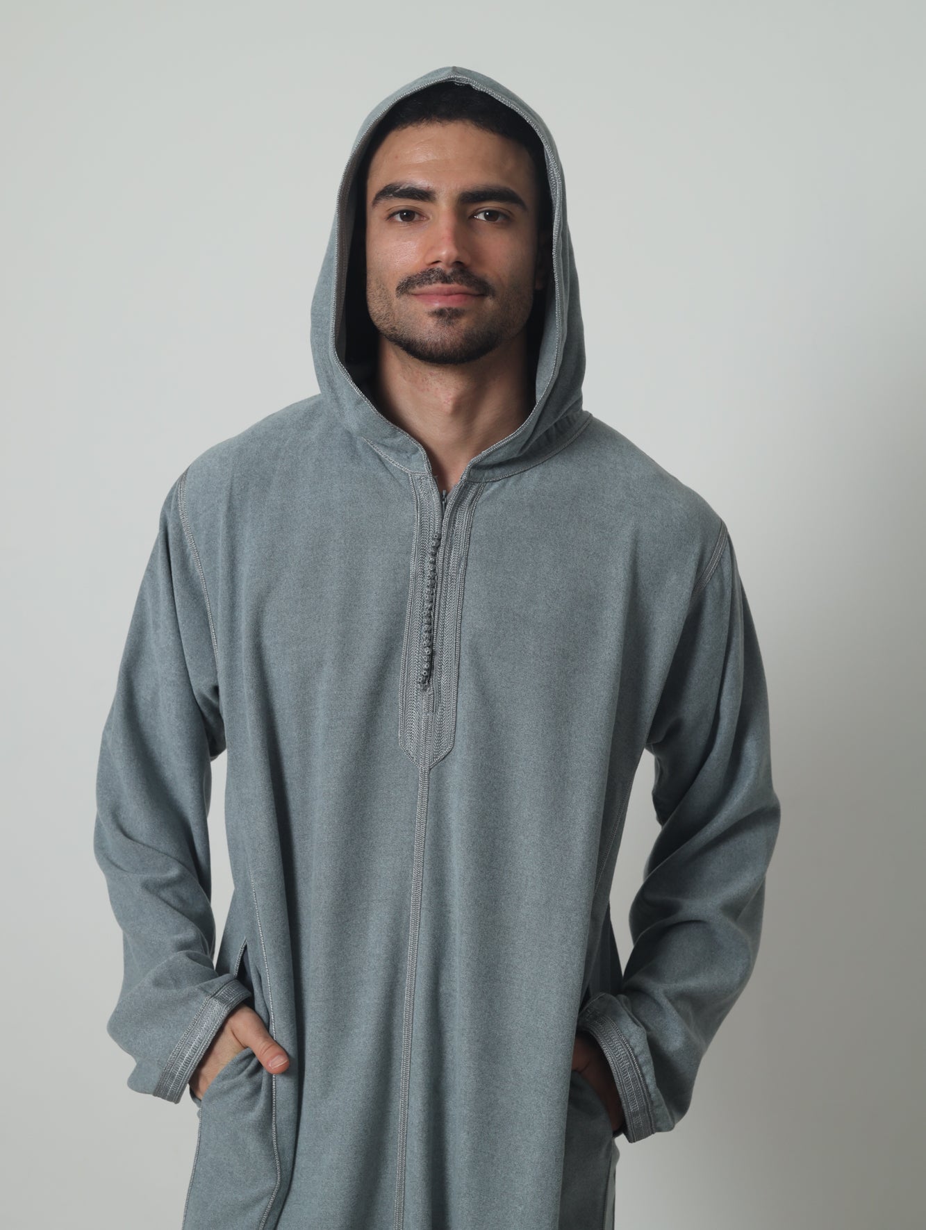 Moroccan Hoodie Elite Thobe Mlifa Djellaba Gray
