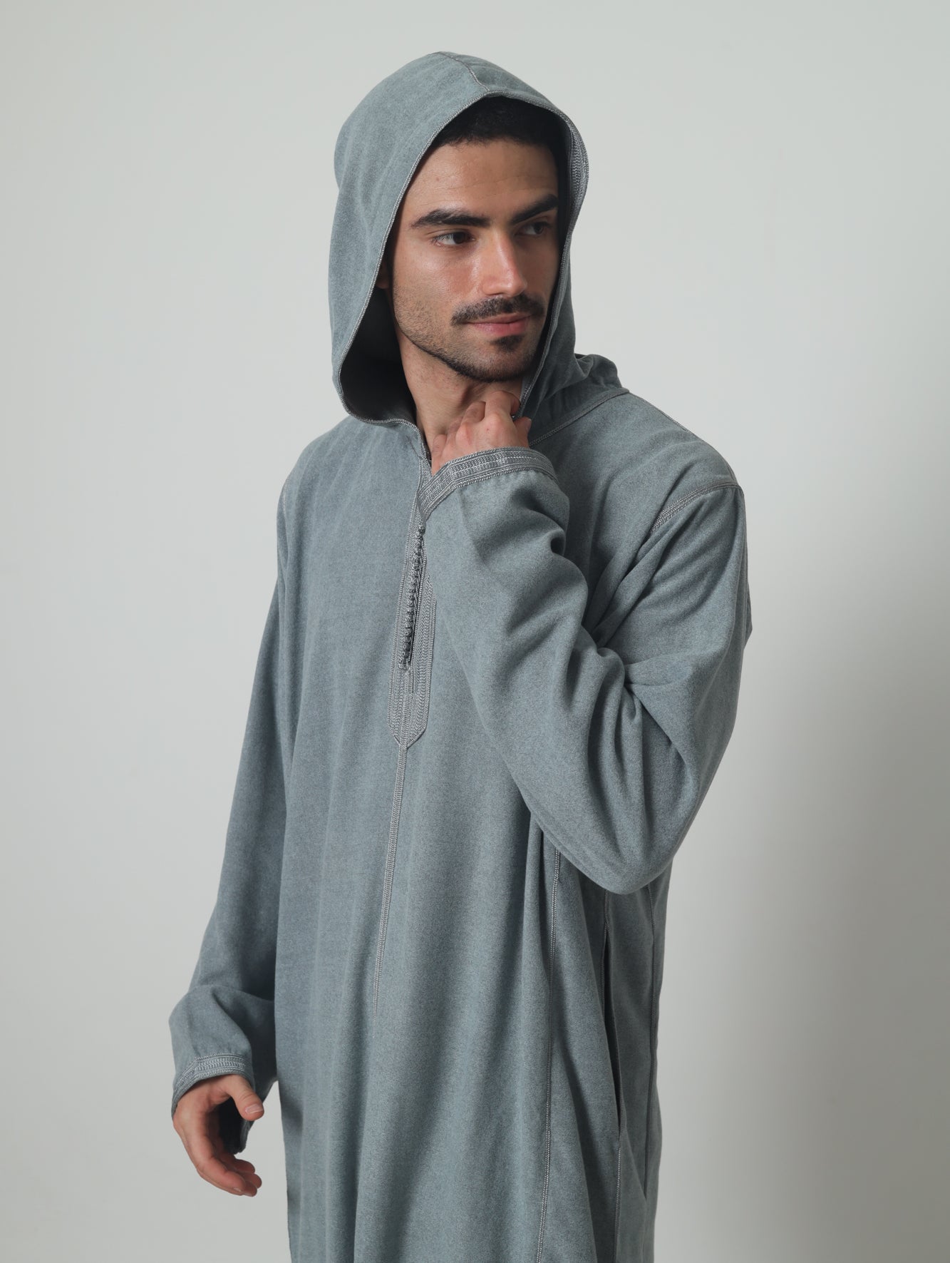 Moroccan Hoodie Elite Thobe Mlifa Djellaba Gray
