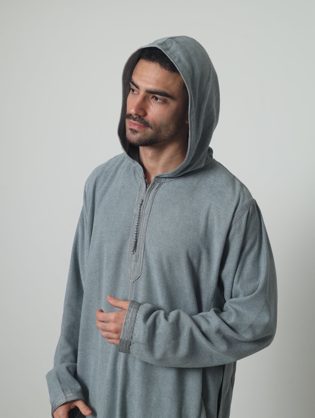 Moroccan Hoodie Elite Thobe Mlifa Djellaba Gray