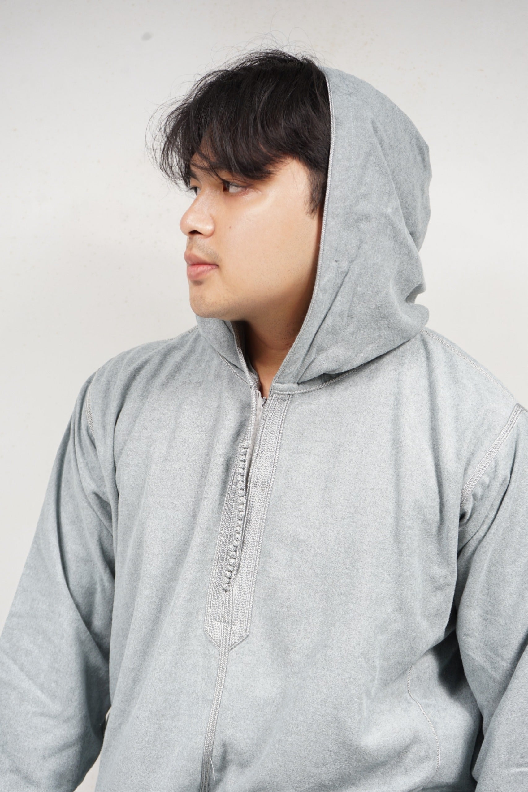 Moroccan Hoodie Elite Thobe Mlifa Djellaba Gray