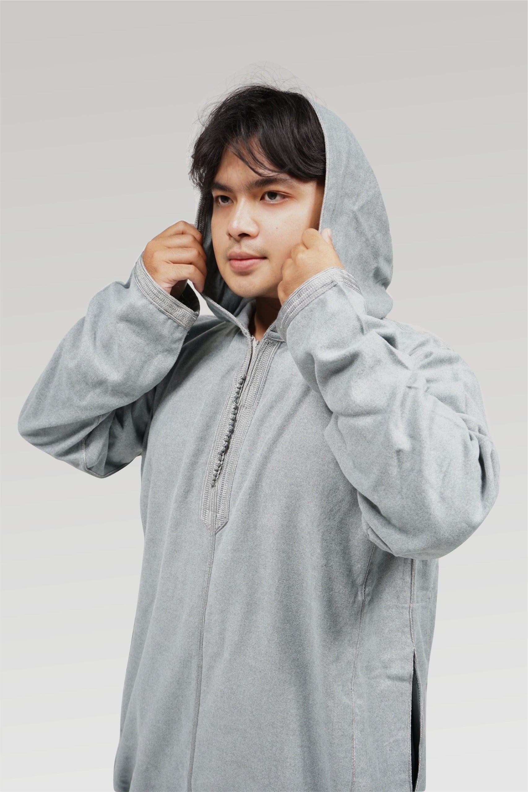 Moroccan Hoodie Elite Thobe Mlifa Djellaba Gray