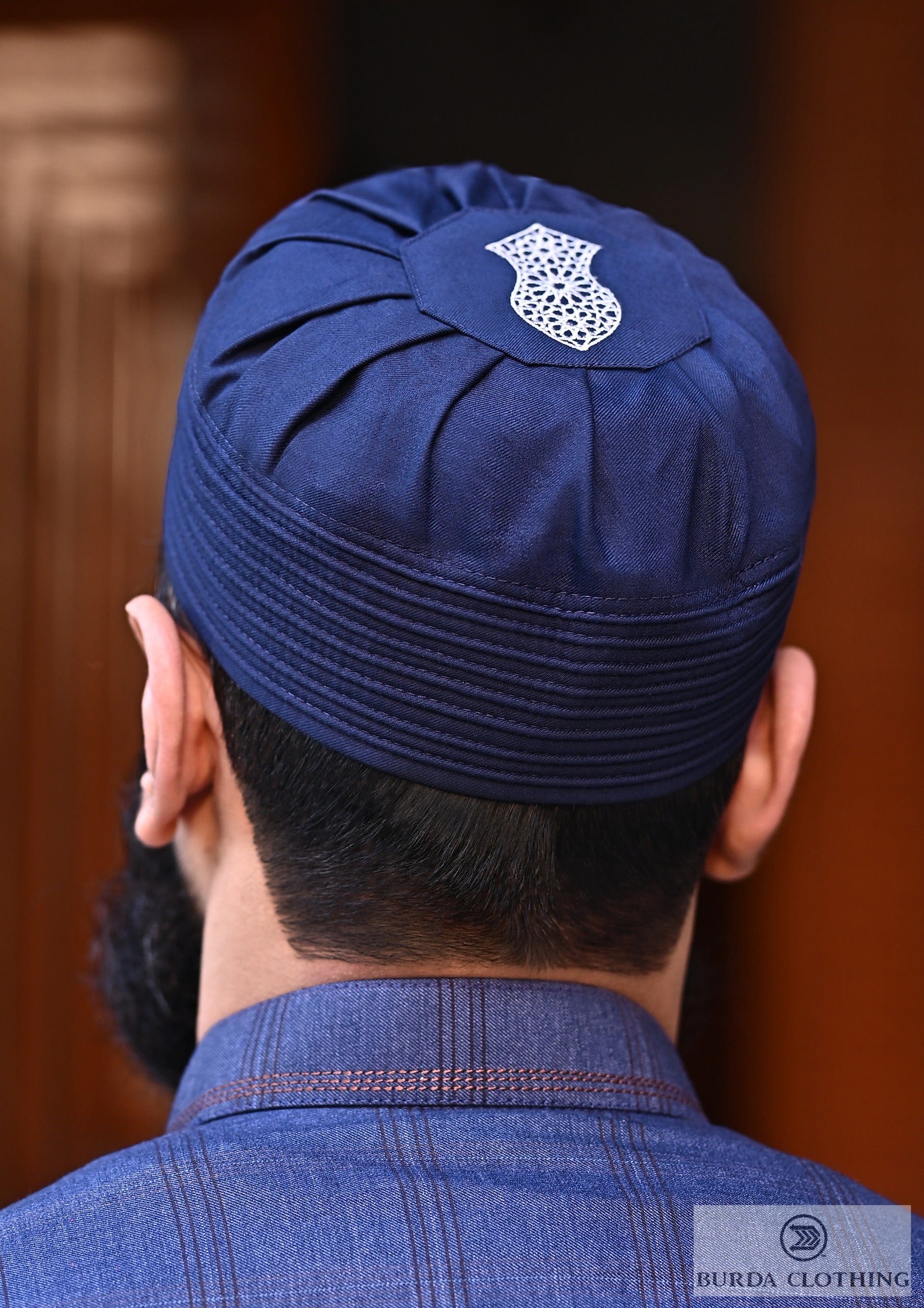 Burdaclothing 21XS / Navy Blue Sandal Pleated Kufi S008