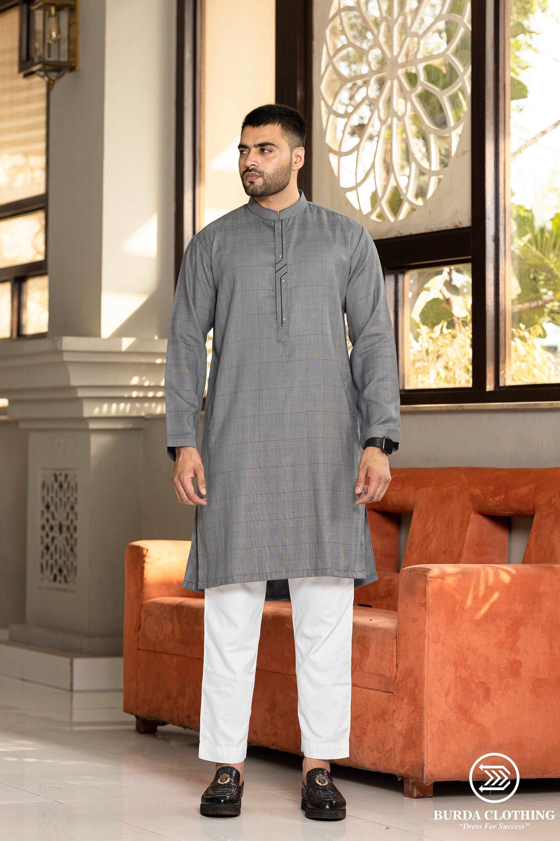 Burdaclothing Aamir Blue-Gray Premium Kurta Style 2
