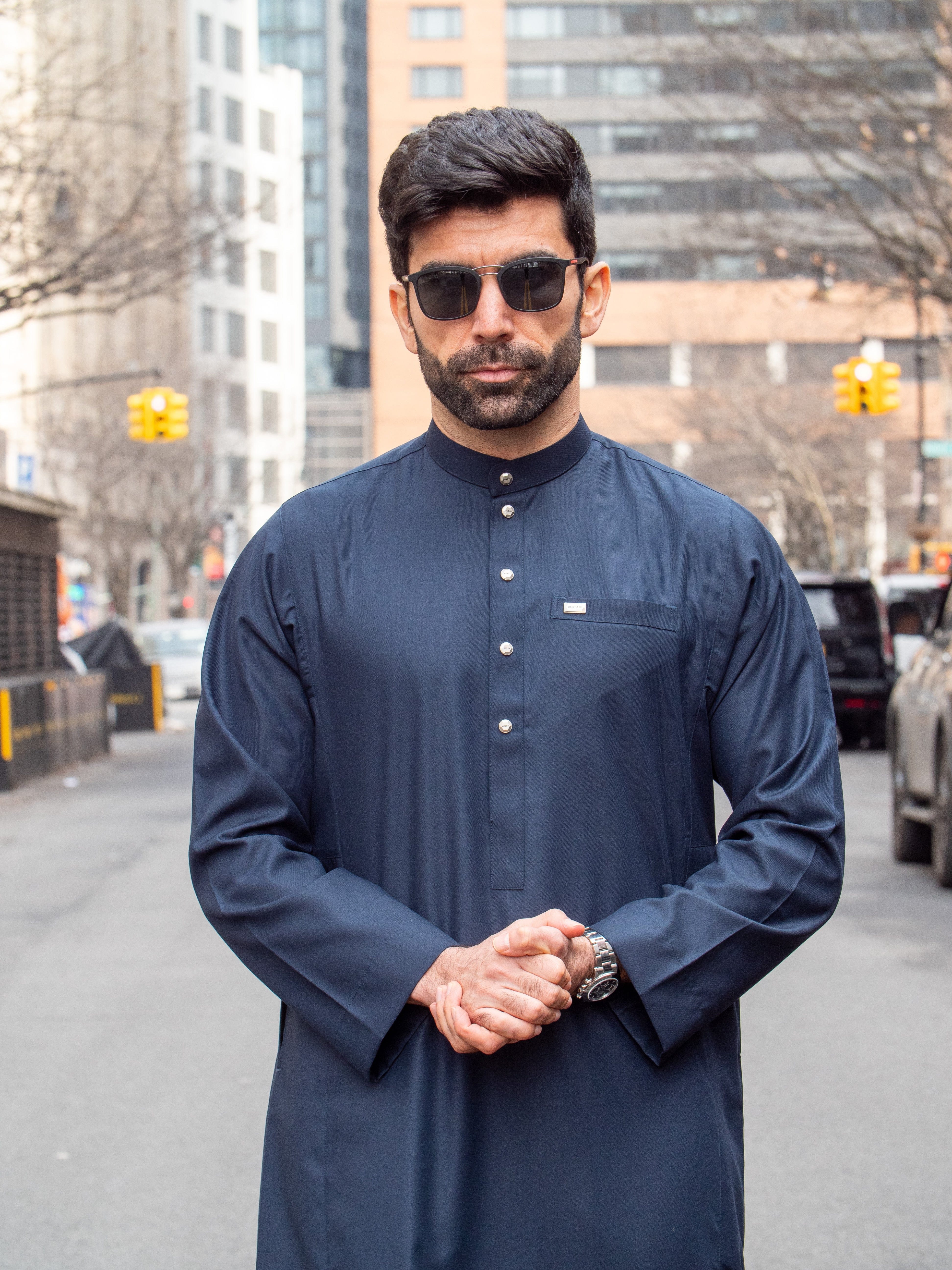 Burdaclothing Adult Thobe 110B Navy Blue ( Father & Son)