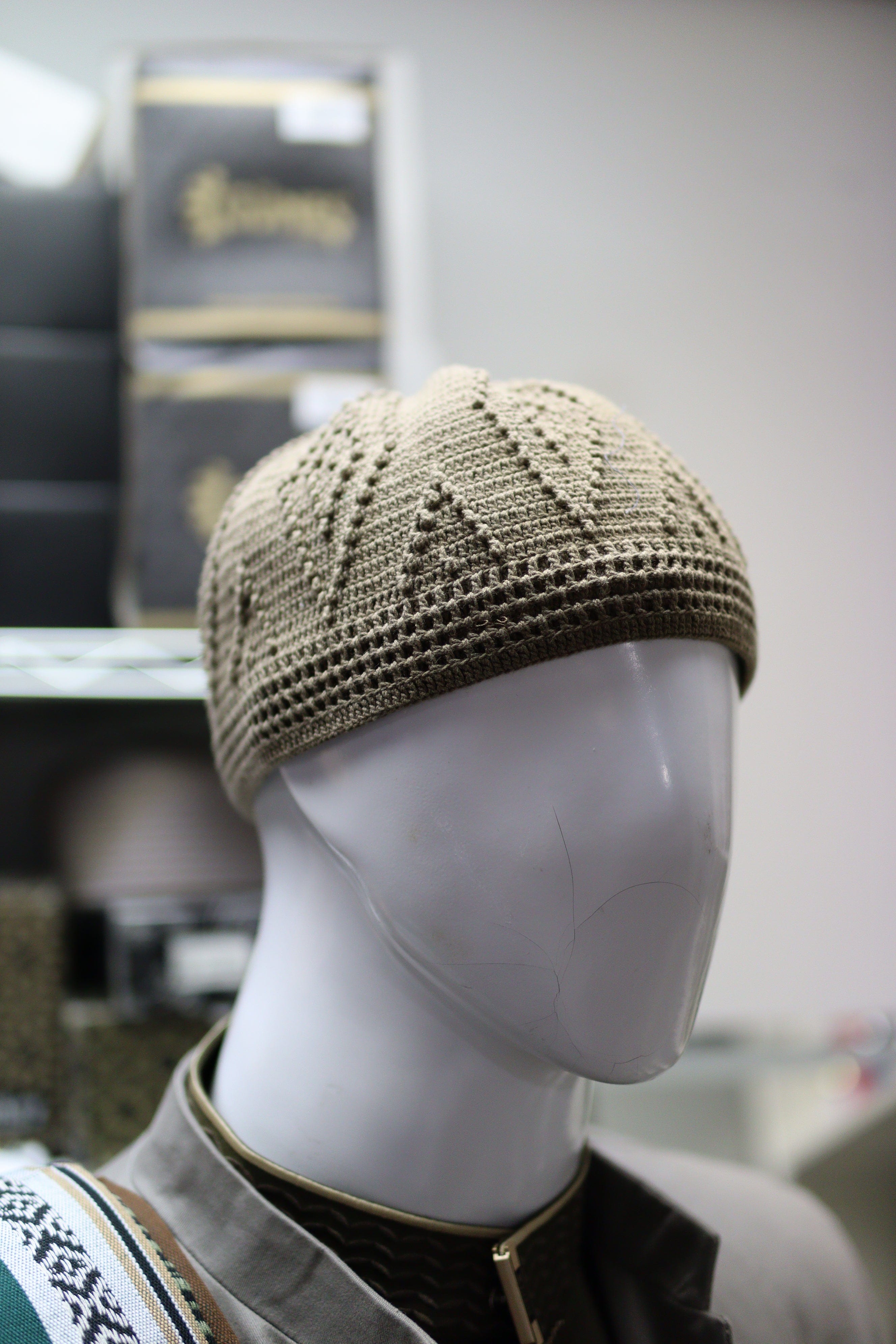 Burdaclothing Beige Skull Knit Cotton kufi