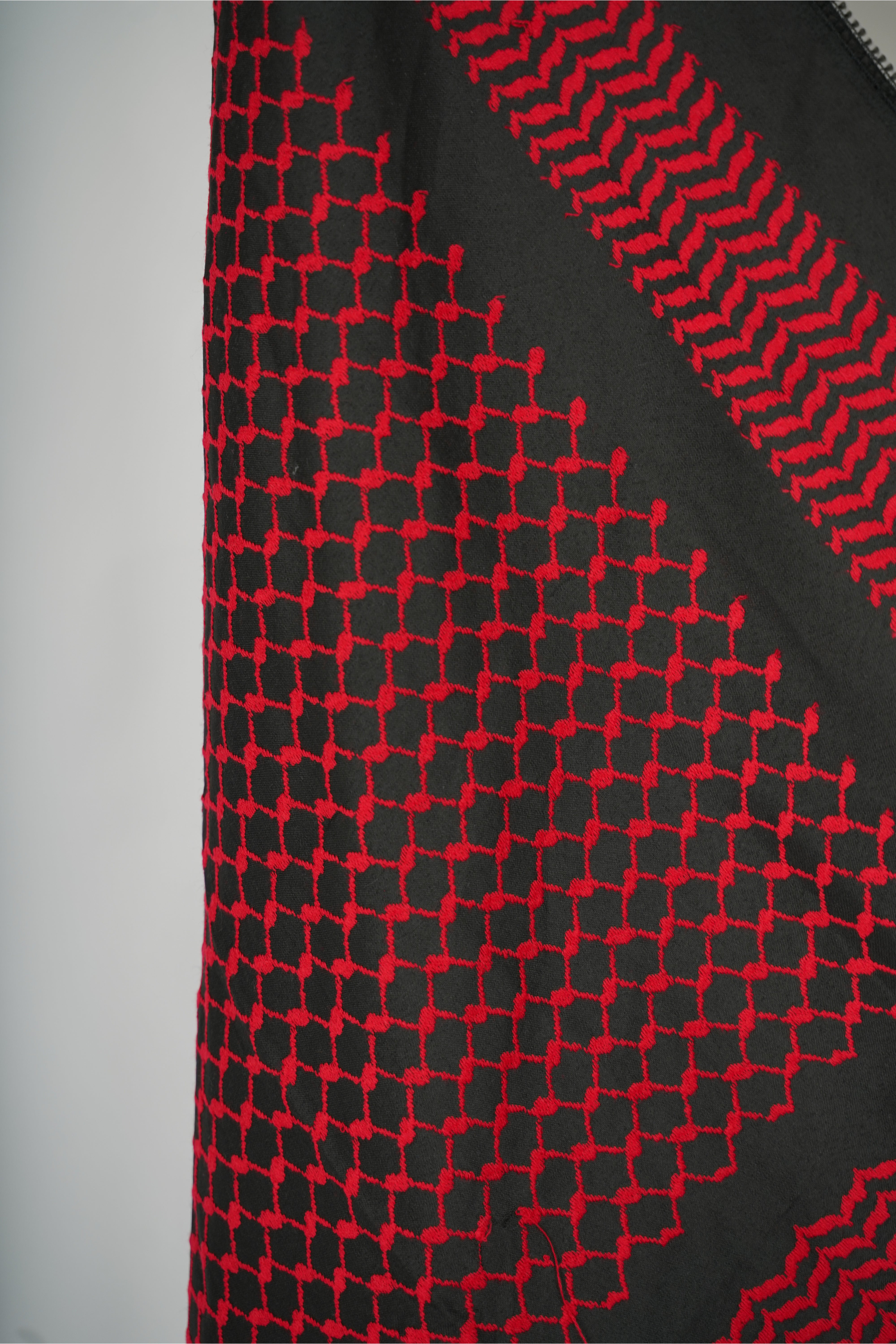 Black and Red Nablus Kufiya by Burdaclothing