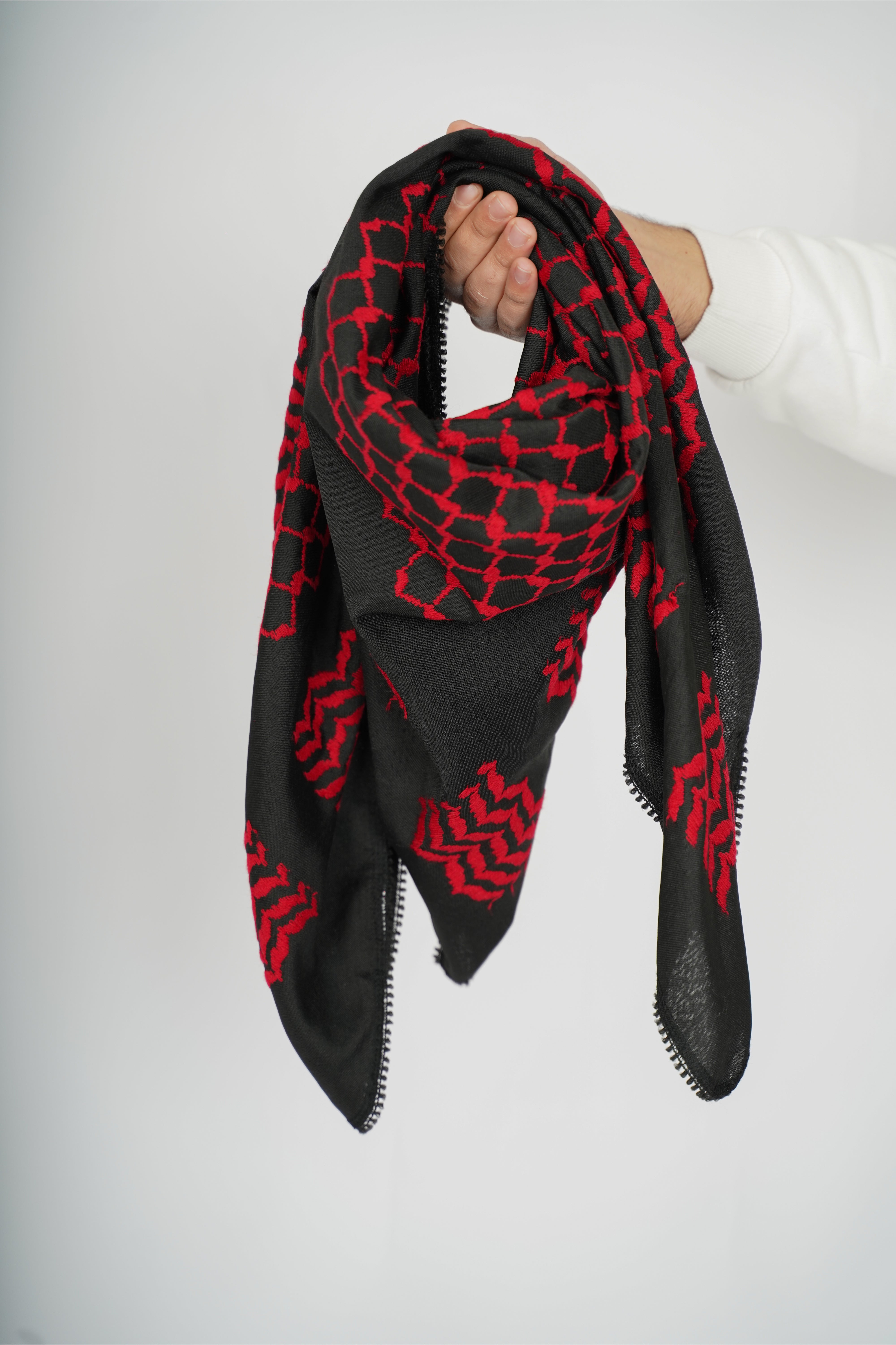 Black and Red Nablus Kufiya by Burdaclothing