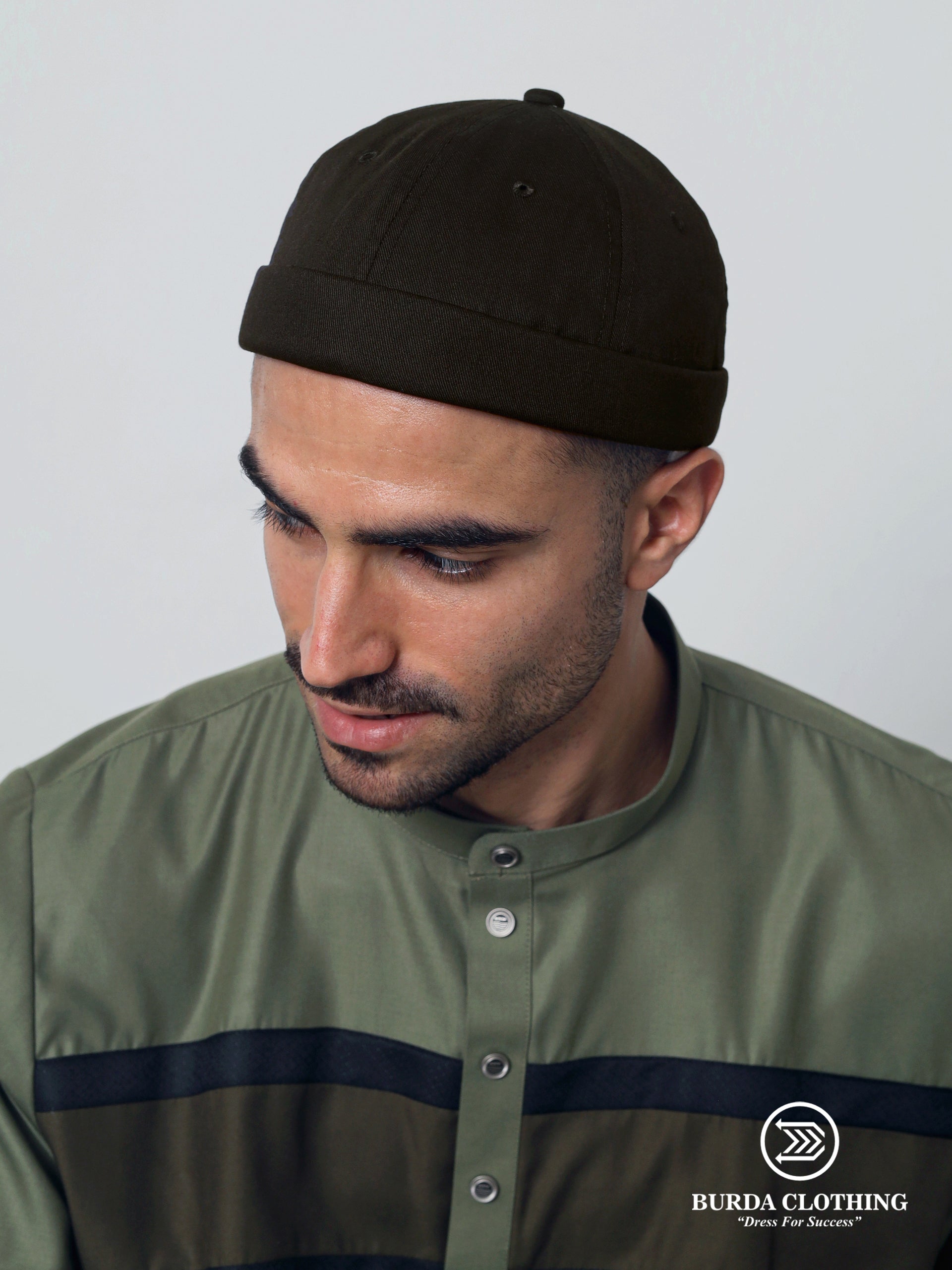 Brimless Hat Dark Brown by Burdaclothing