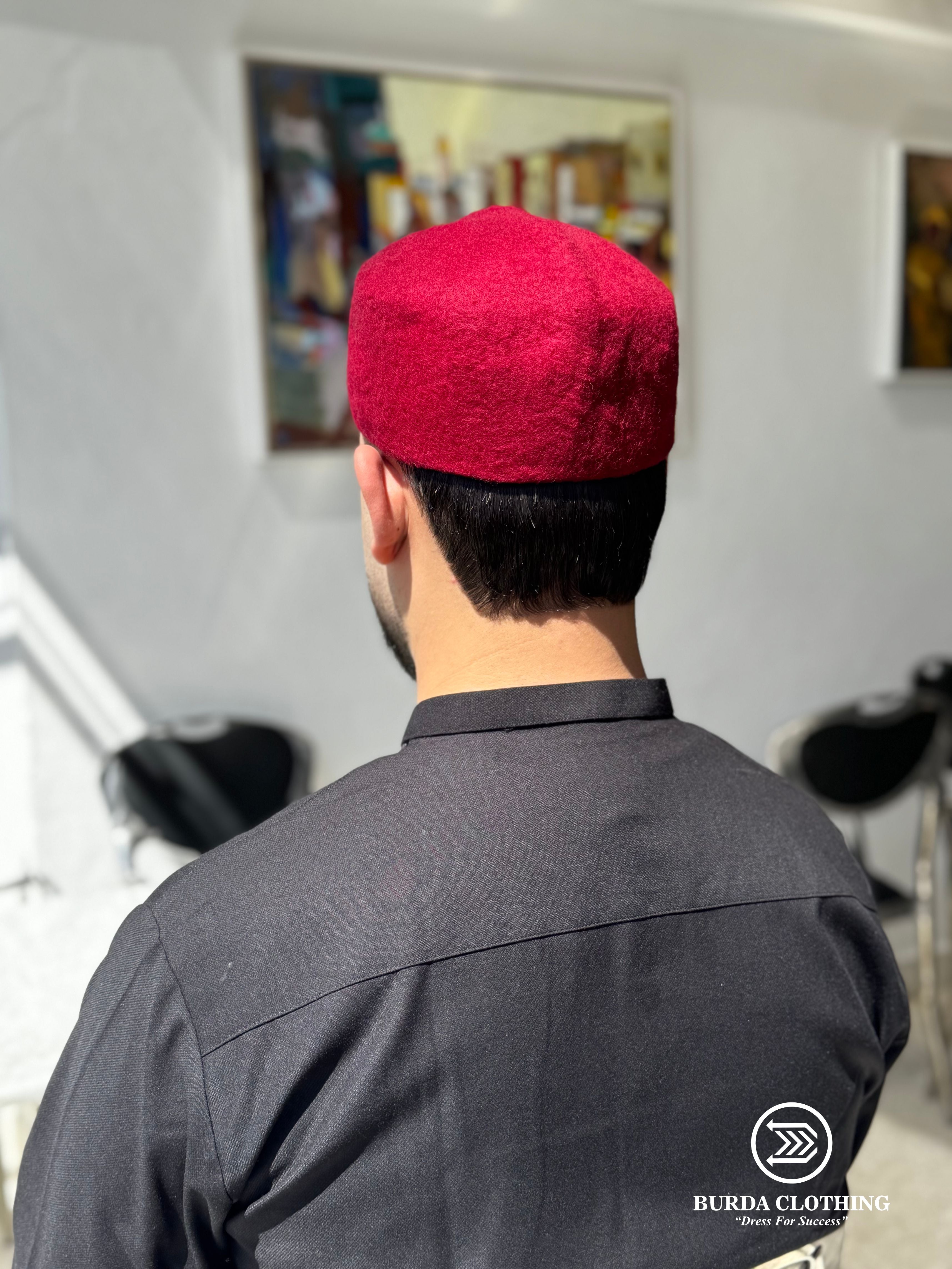 Chechia Hat- Maroon by Burdaclothing