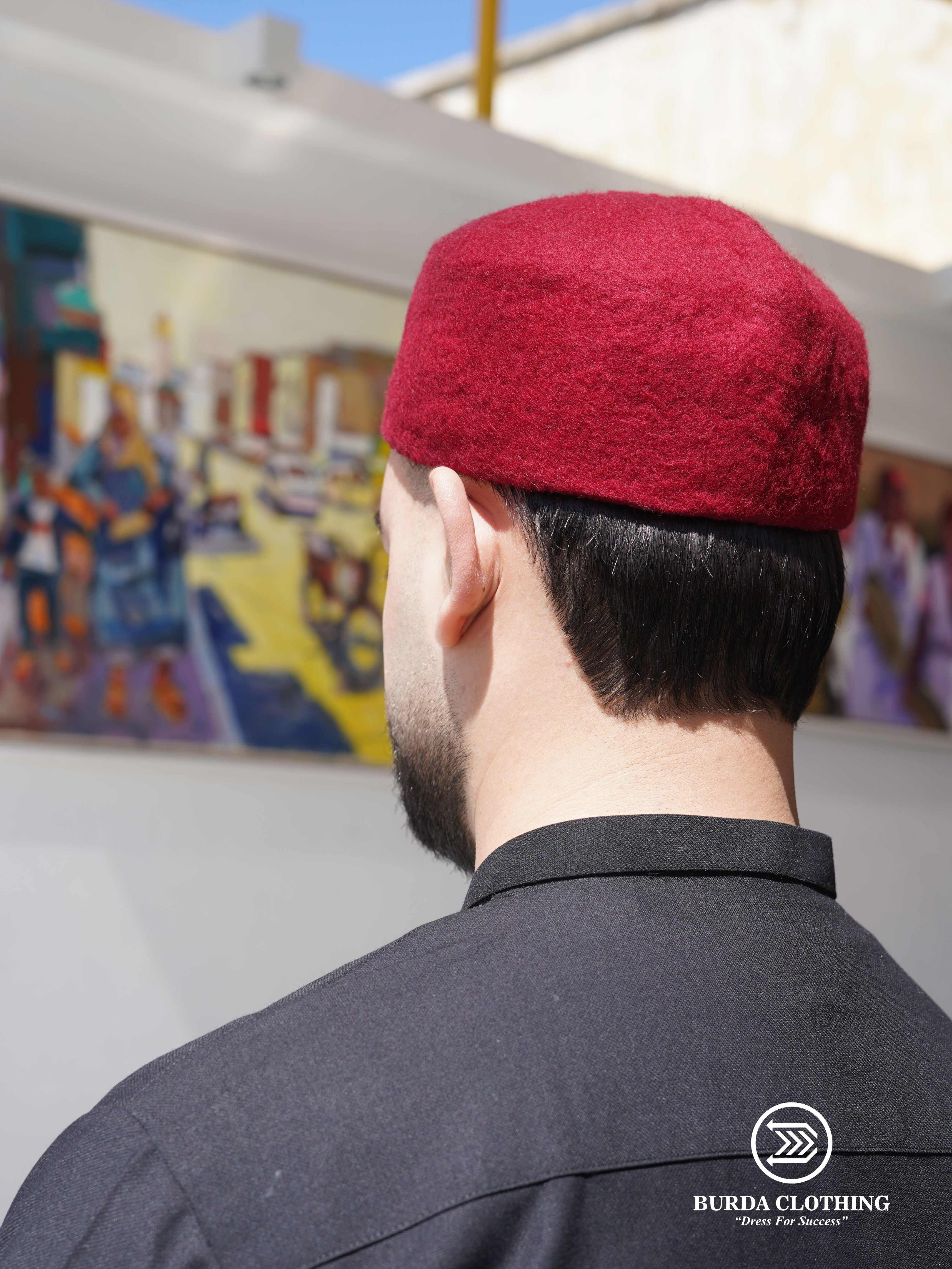 Chechia Hat- Maroon by Burdaclothing
