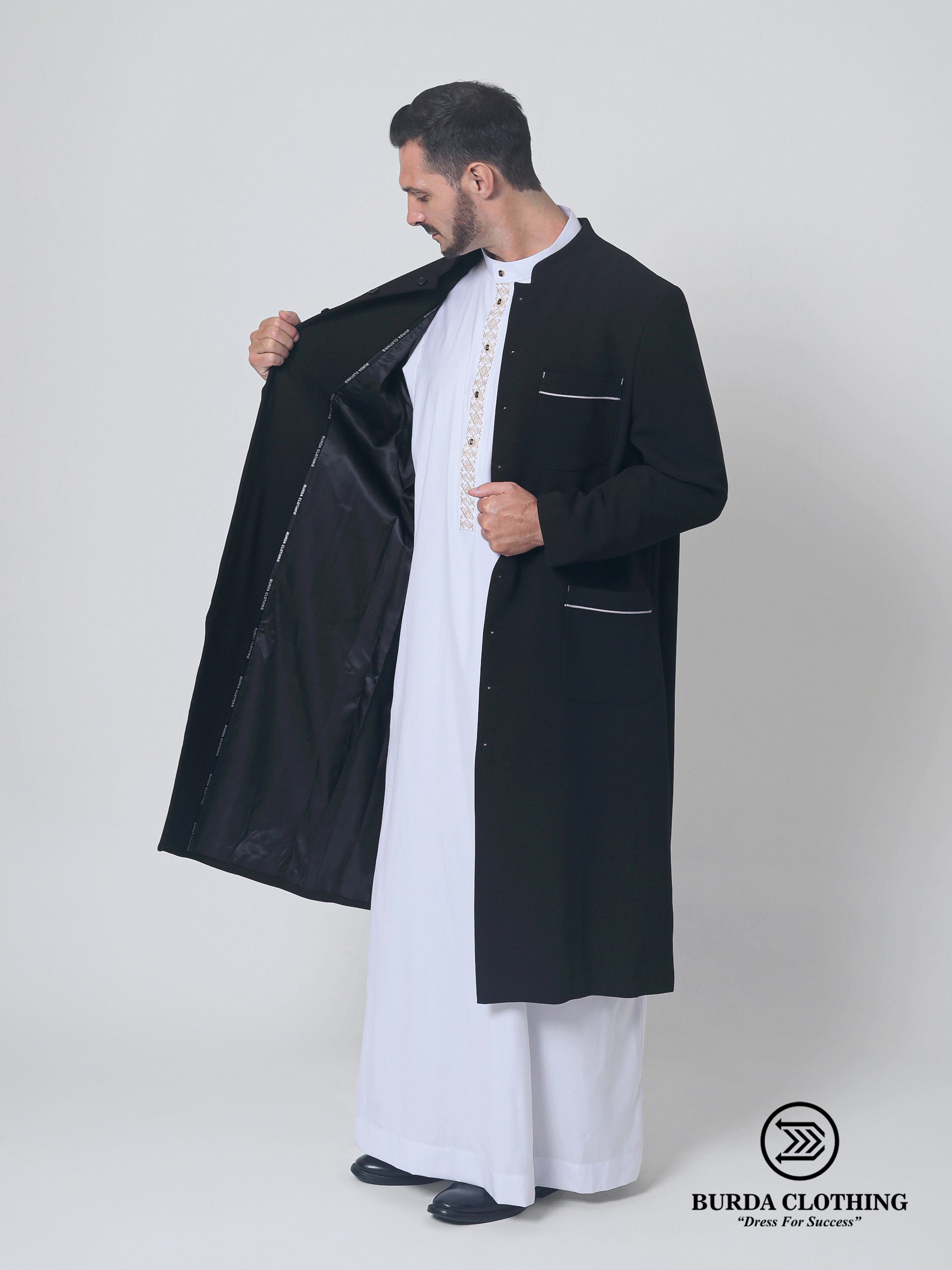 Contrast Black Overcoat by Burdaclothing