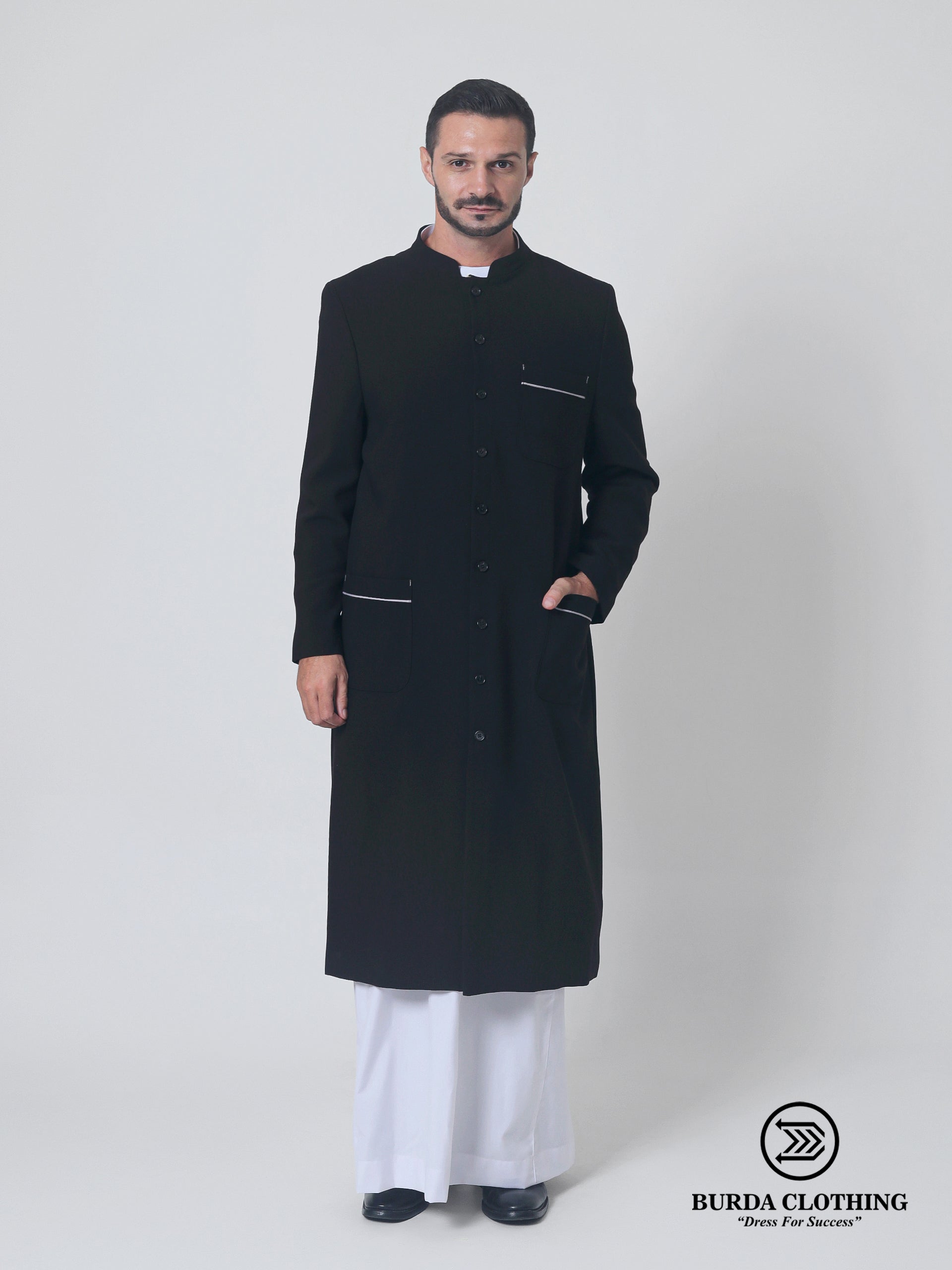 Contrast Black Overcoat by Burdaclothing