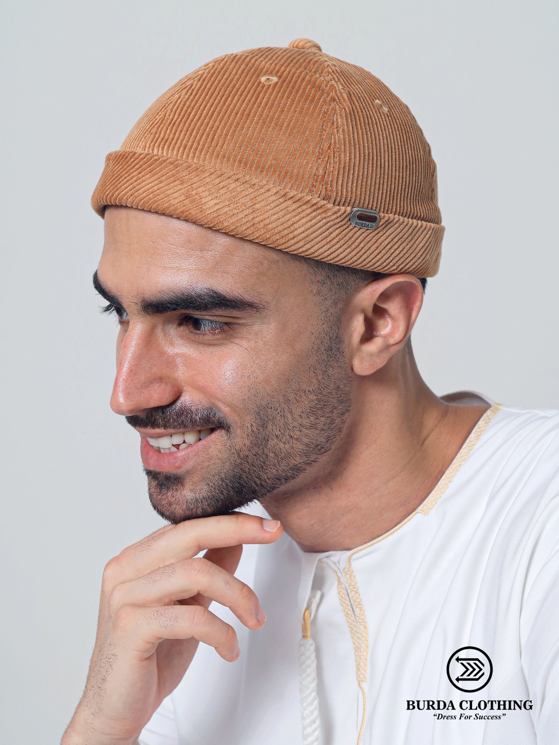 Corduroy Brimless Hat Tan by Burdaclothing