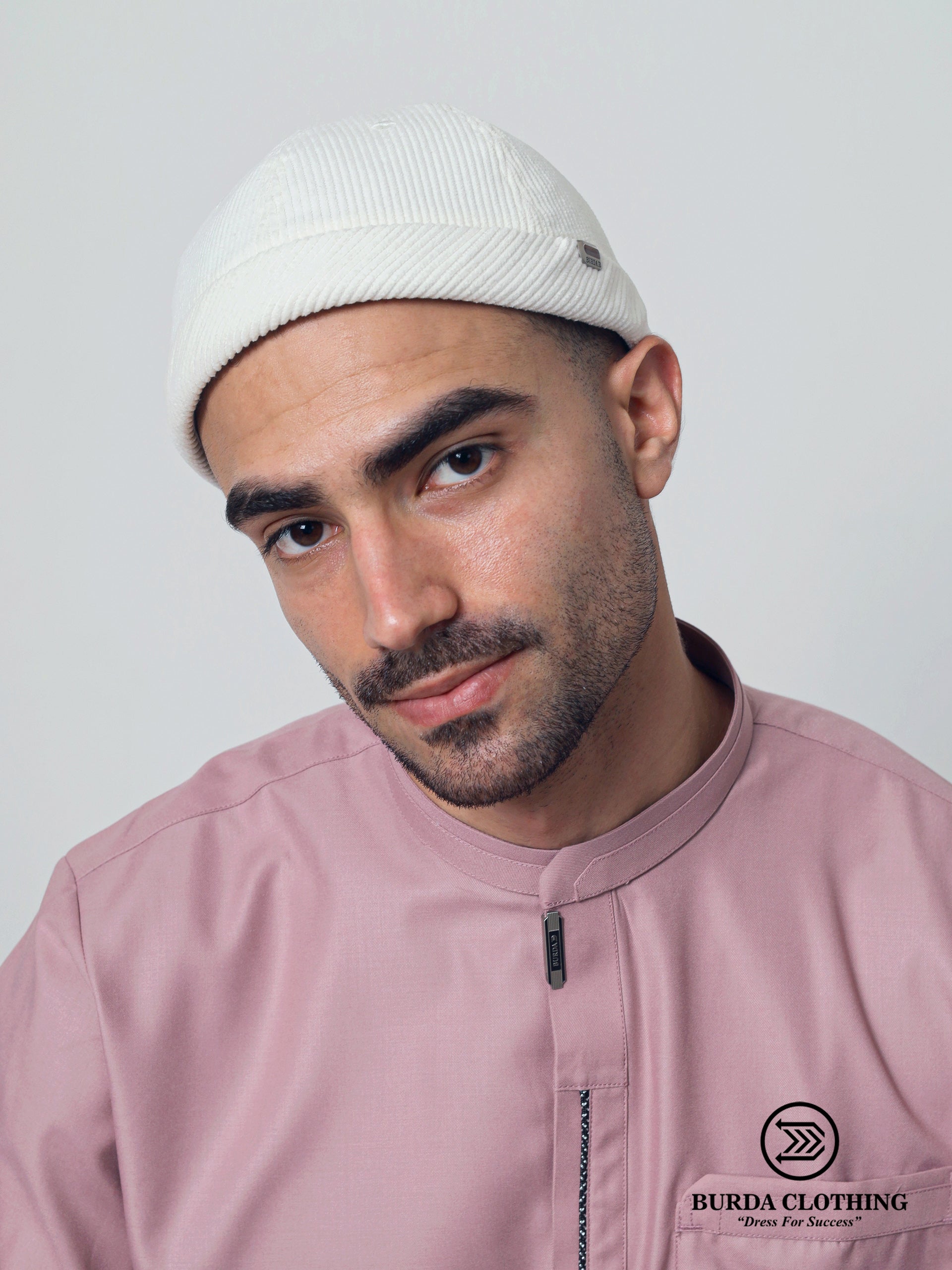 Corduroy Brimless Hat White by Burdaclothing