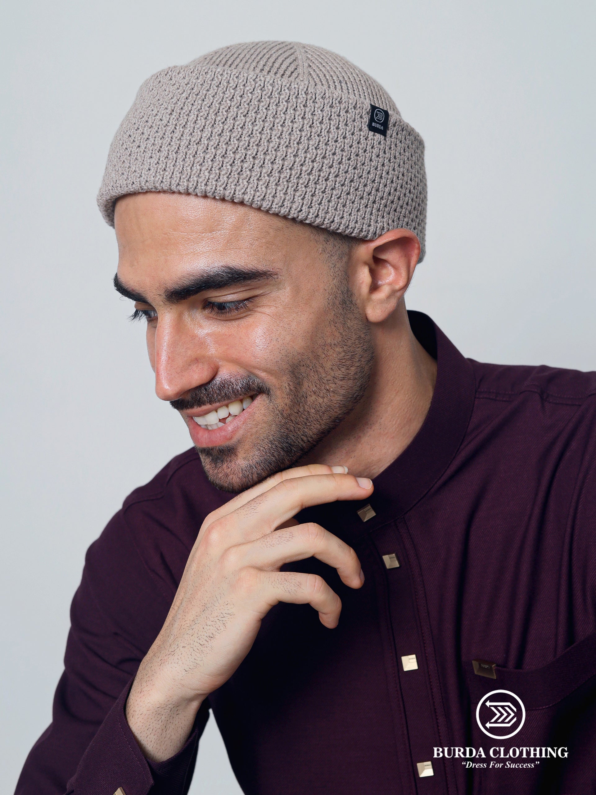 Folded Winter Beanie Beige by Burdaclothing