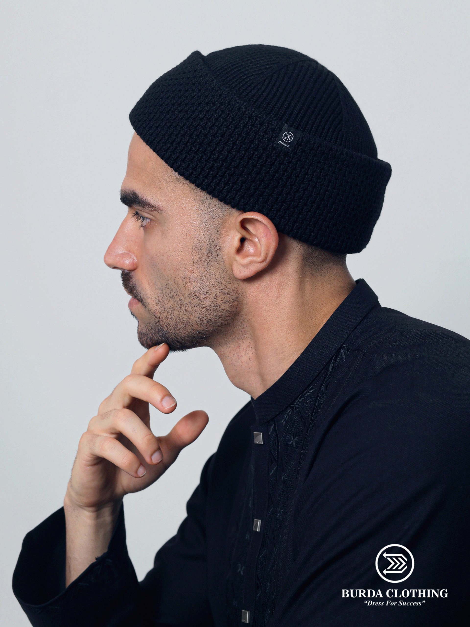 Folded Winter Beanie Black by Burdaclothing