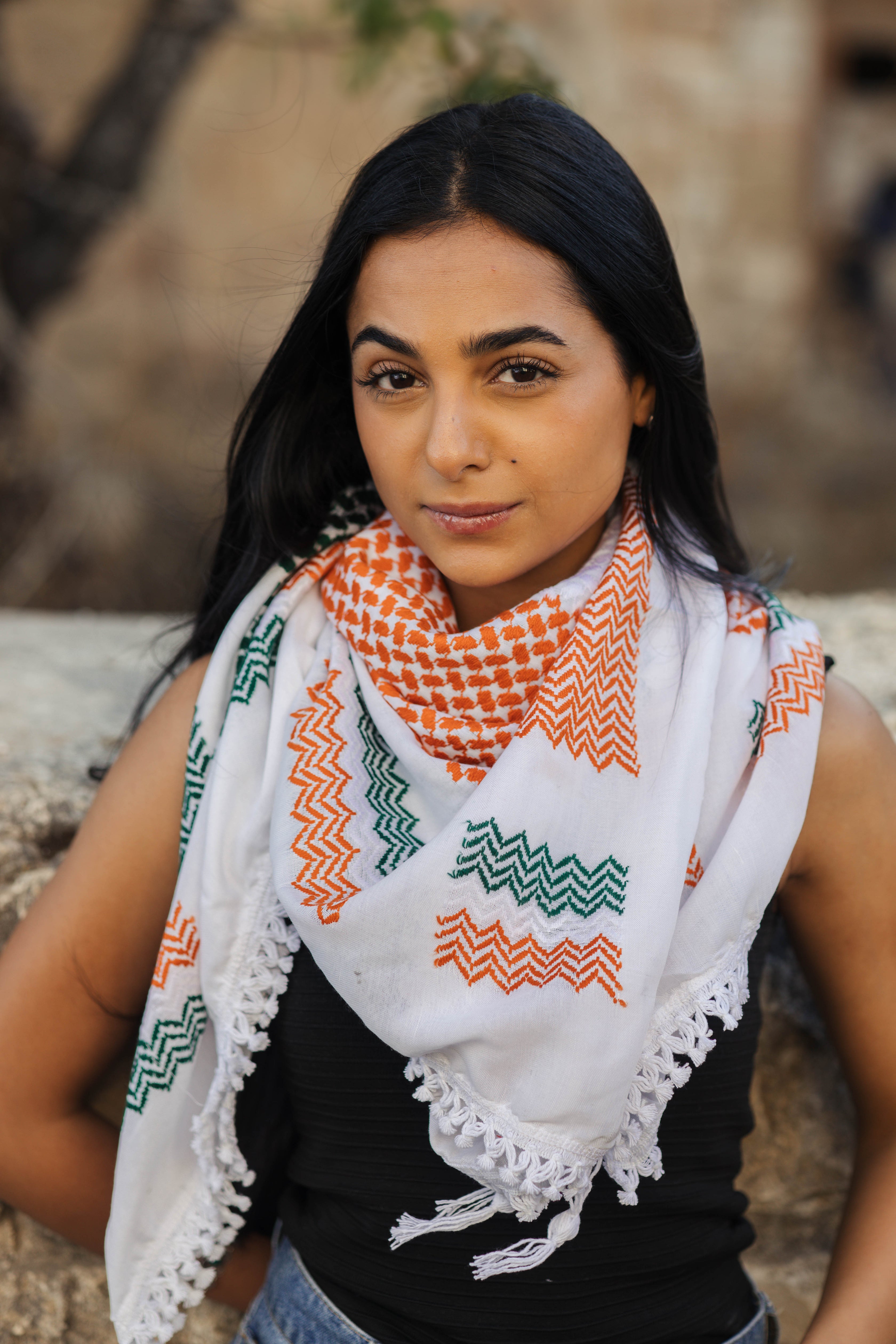 Green and Red Nablus Kufiya by Burdaclothing