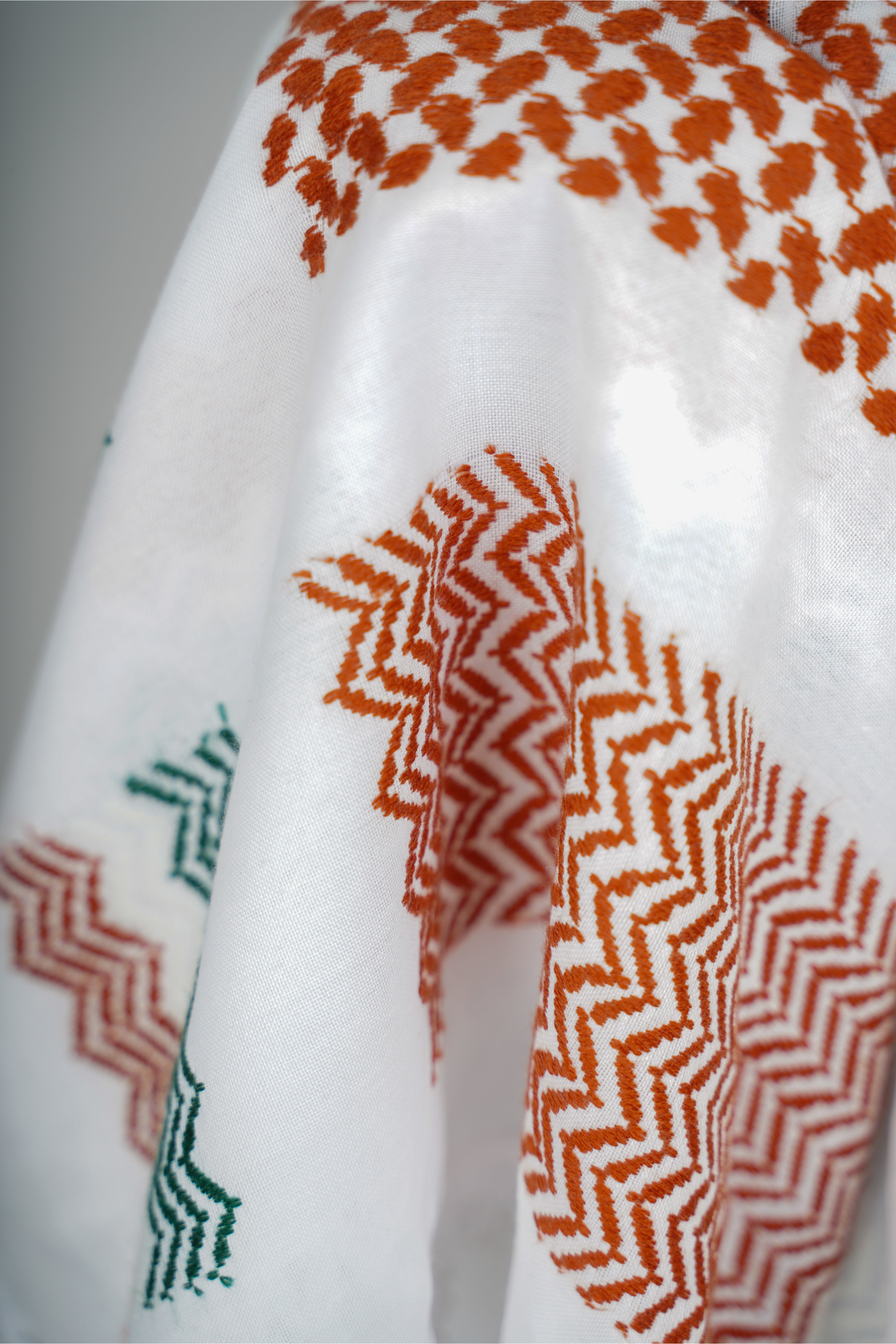 Green and Red Nablus Kufiya by Burdaclothing