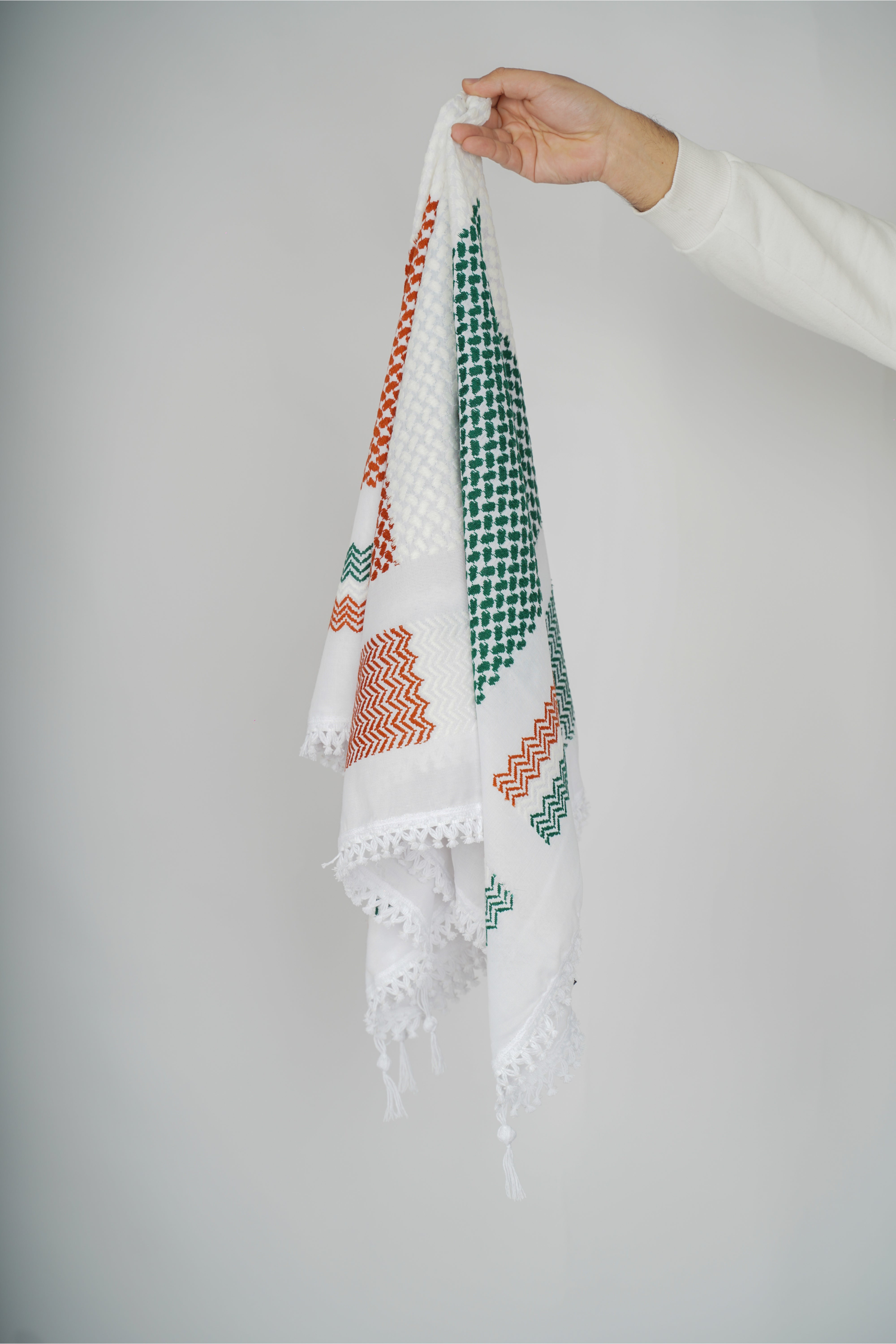 Green and Red Nablus Kufiya by Burdaclothing