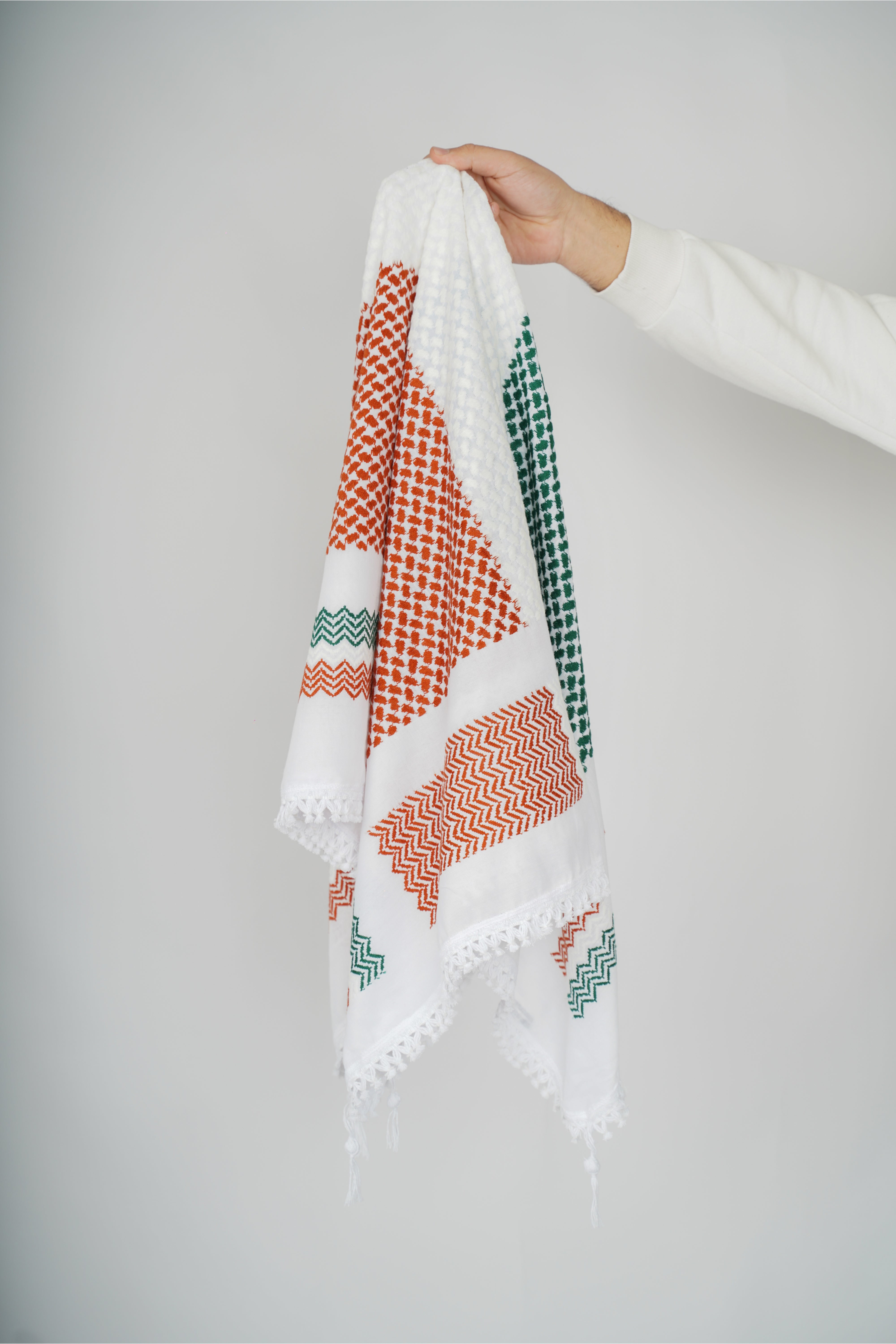 Green and Red Nablus Kufiya by Burdaclothing