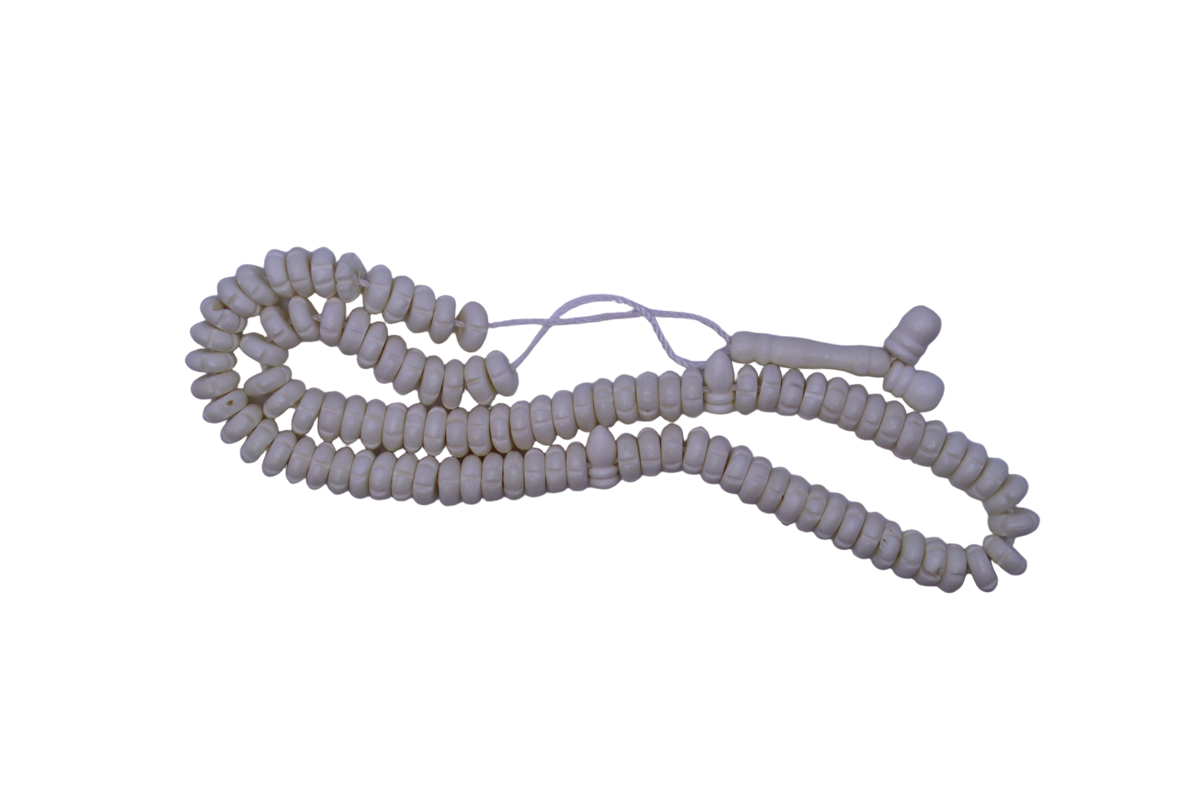 Islamic Tesbih Camel bone 99 Count Polished Prayer Beads 6mm White by Burdaclothing