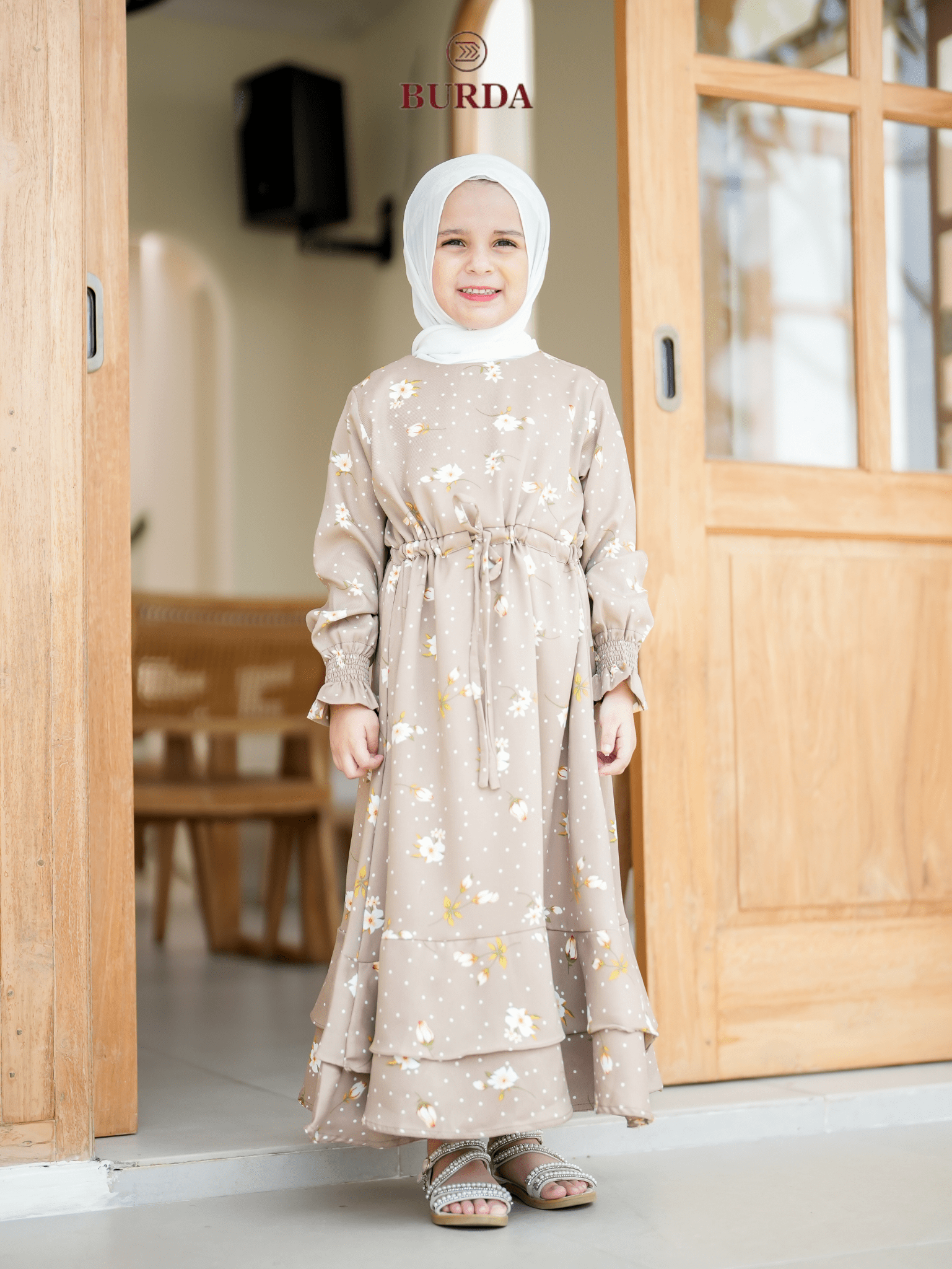 Burdaclothing Kid's Beige Floral Dress (Copy)