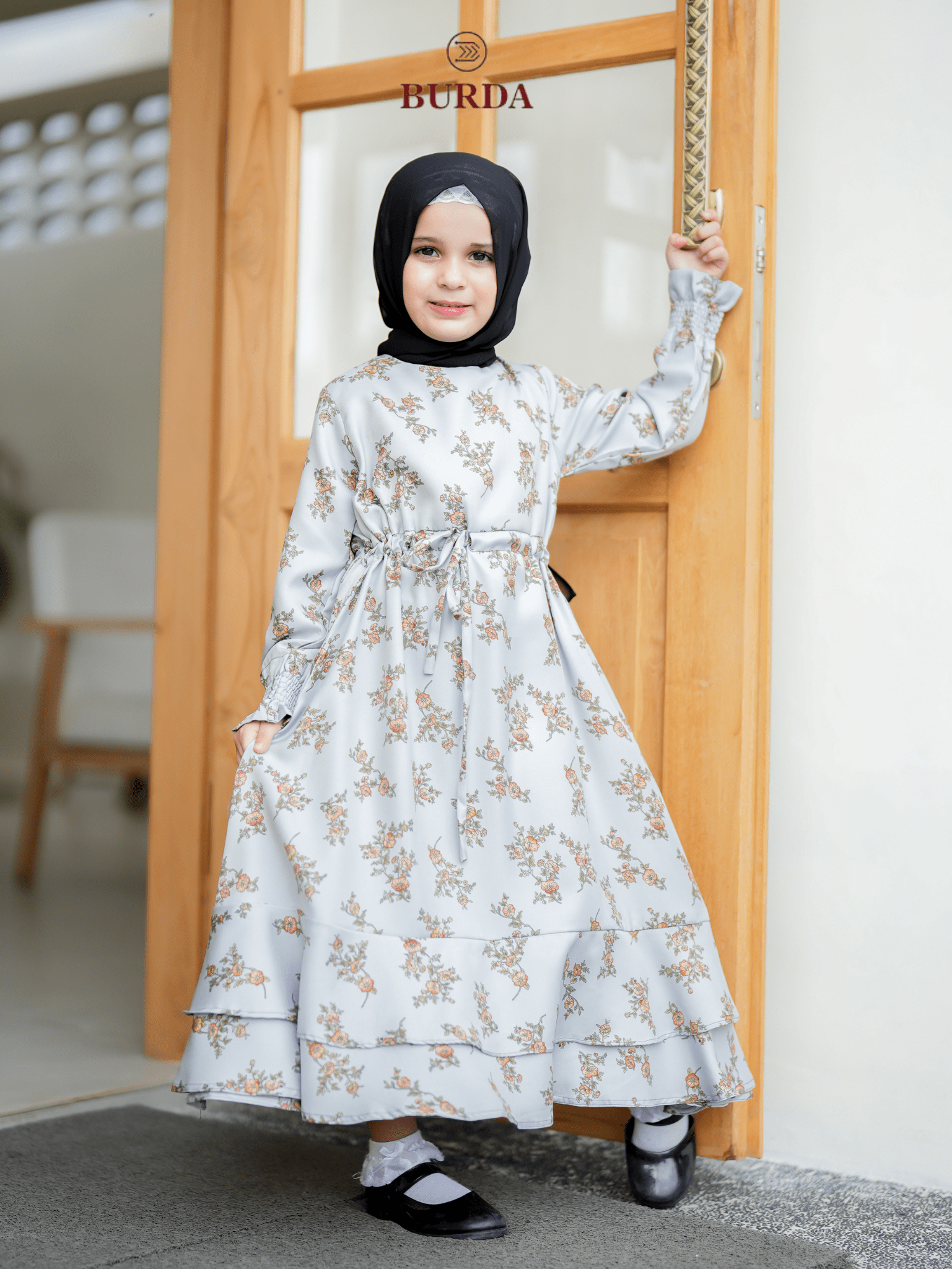 Burdaclothing Kid's Gray Floral Dress