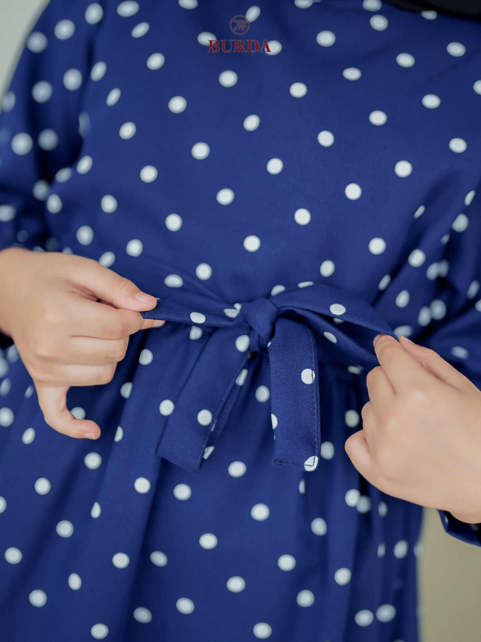 Burdaclothing Kid's Navy Blue Polka Dot Dress