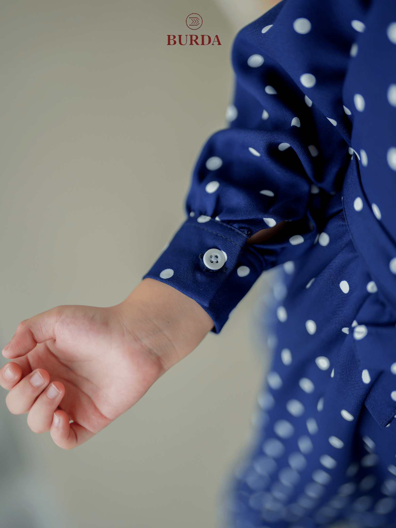 Burdaclothing Kid's Navy Blue Polka Dot Dress