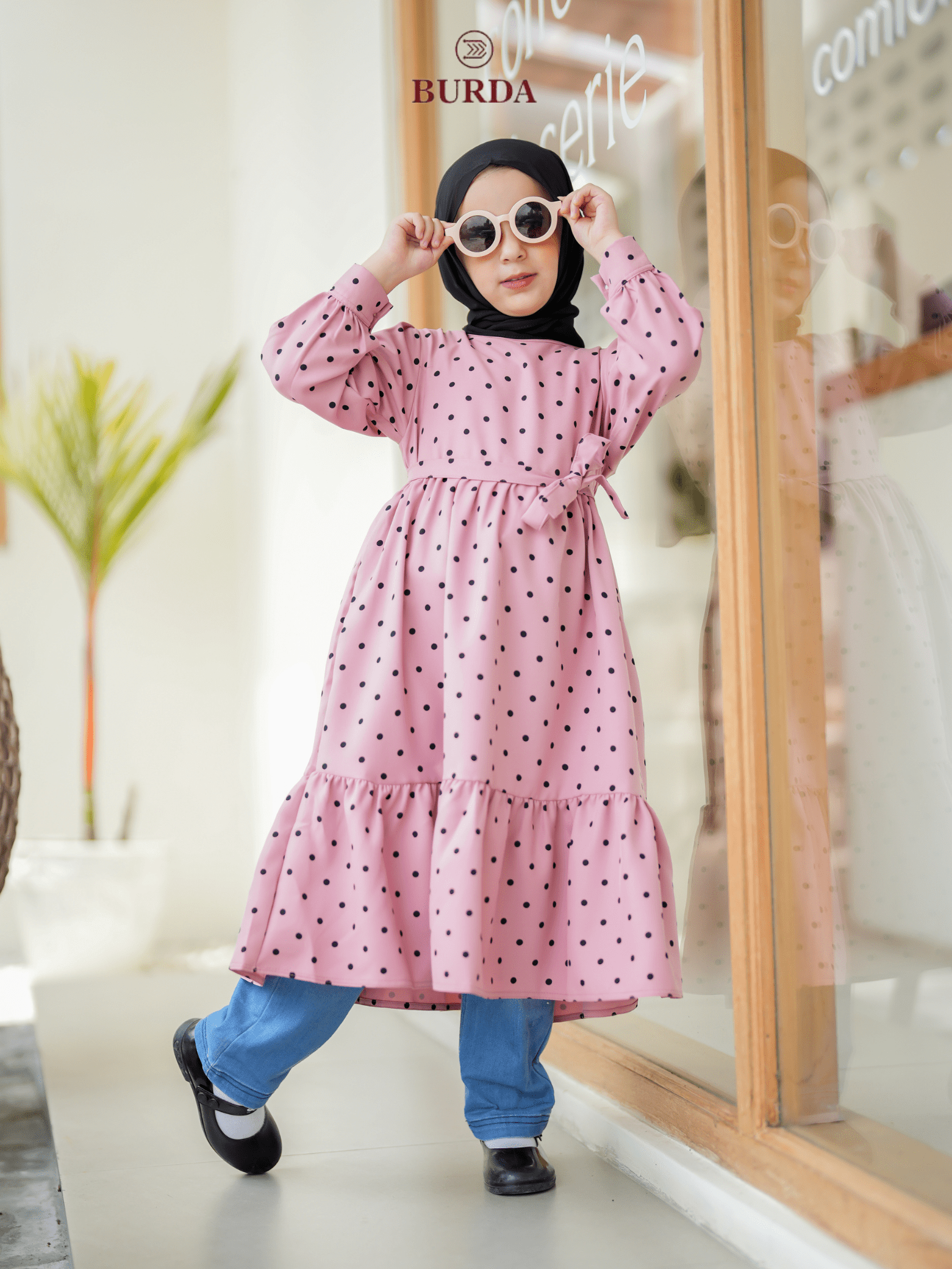 Burdaclothing Kid's Pink Polka Dot Dress