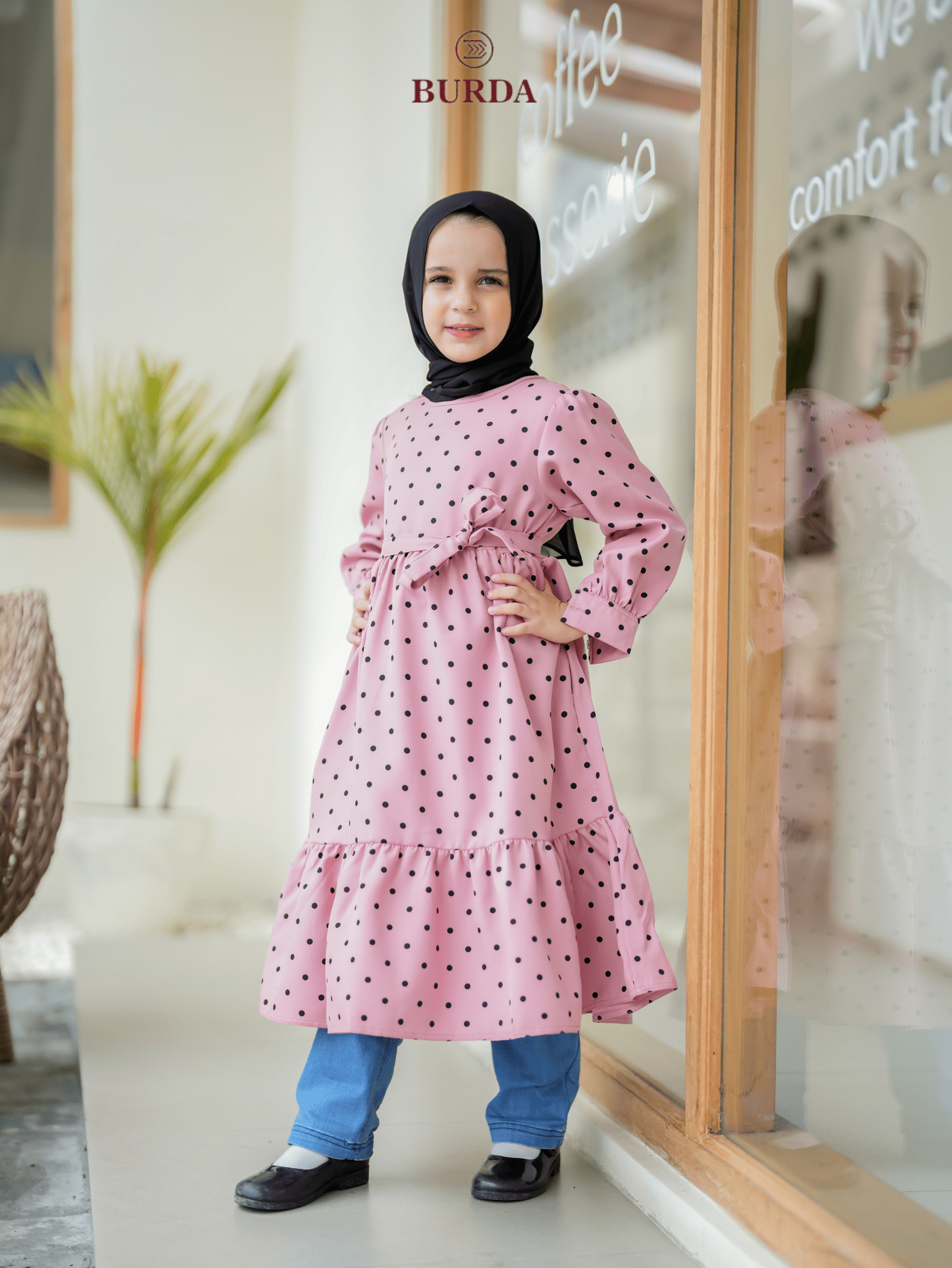 Burdaclothing Kid's Pink Polka Dot Dress