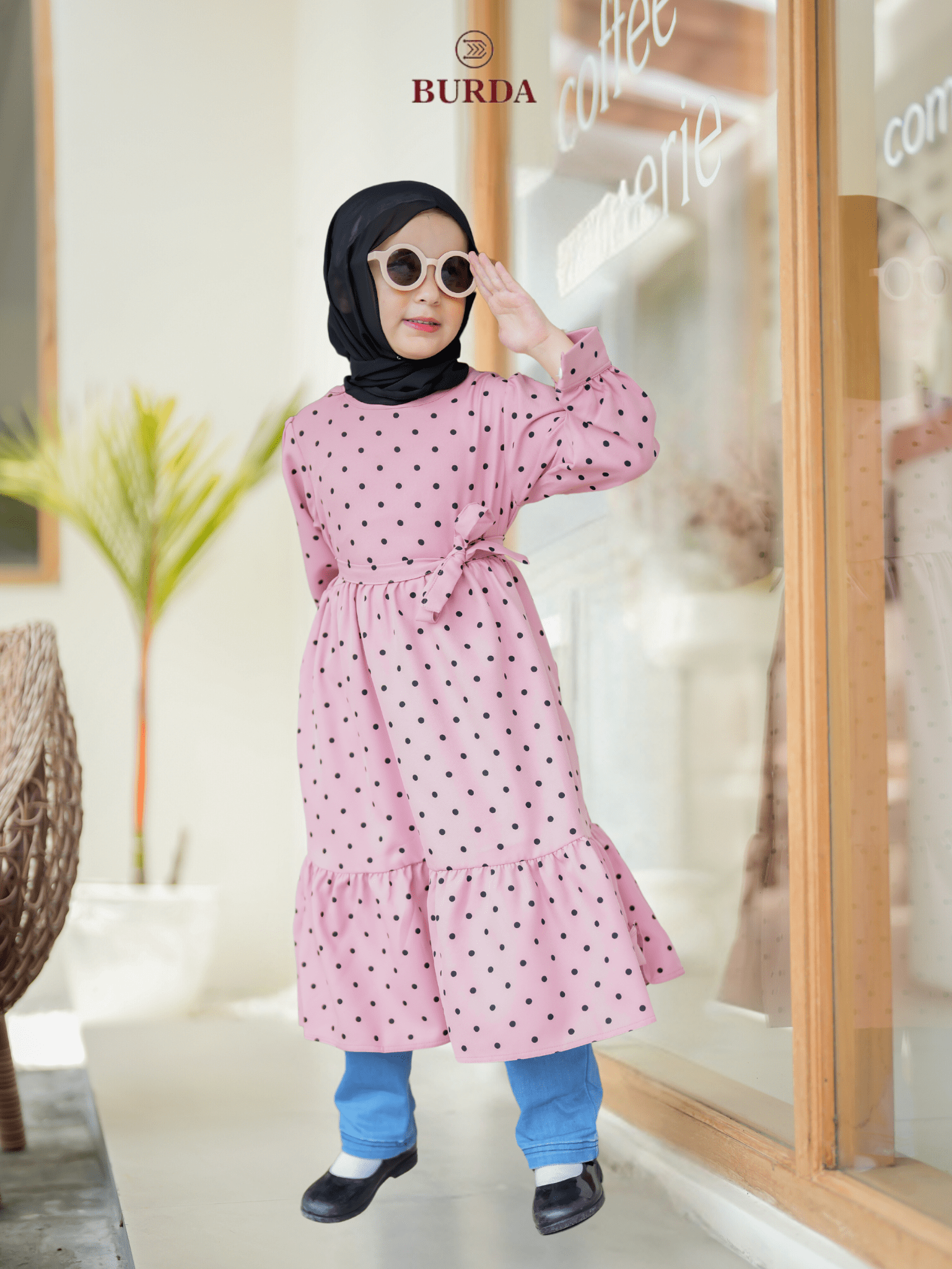 Burdaclothing Kid's Pink Polka Dot Dress