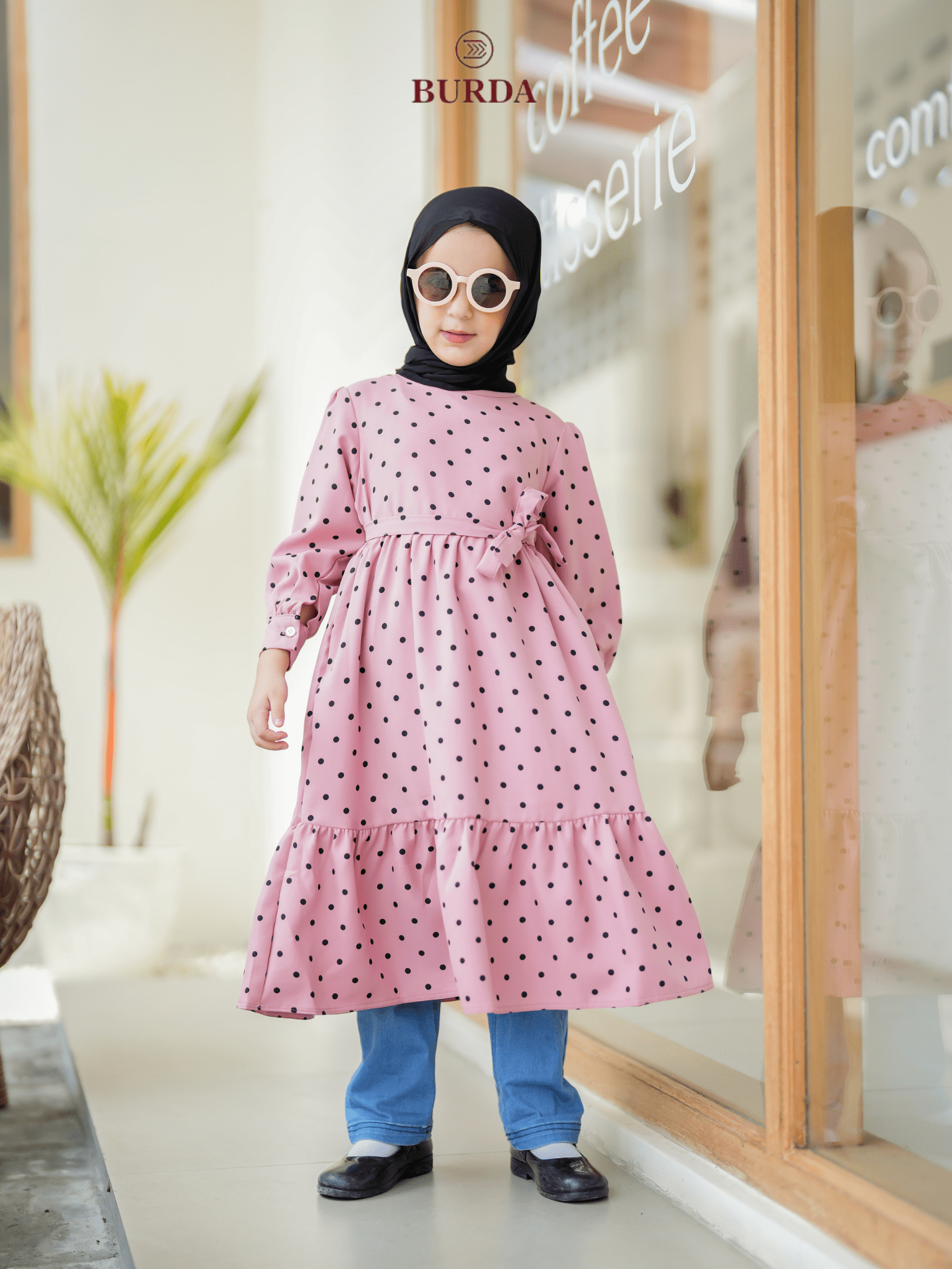 Burdaclothing Kid's Pink Polka Dot Dress