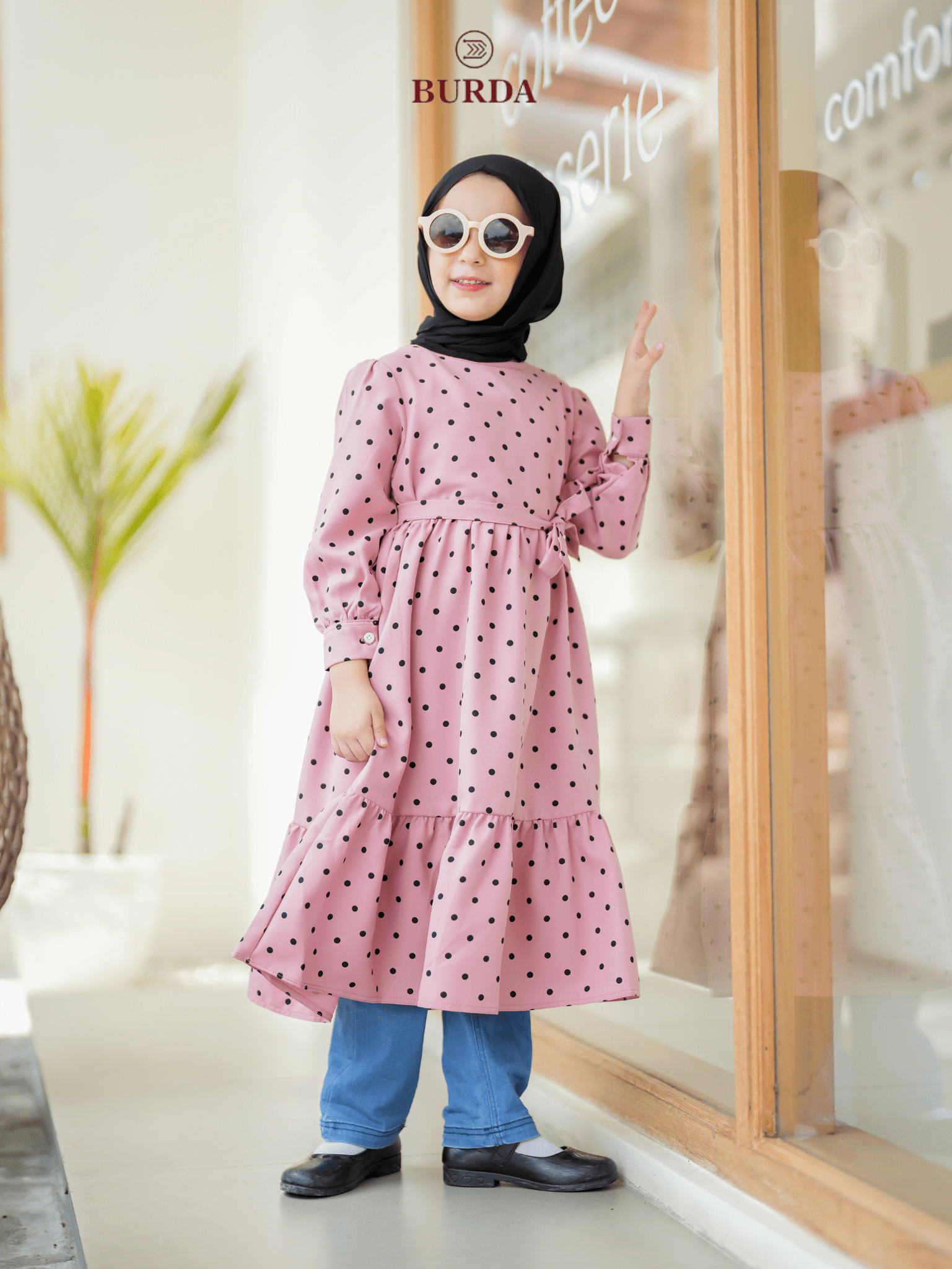 Burdaclothing Kid's Pink Polka Dot Dress