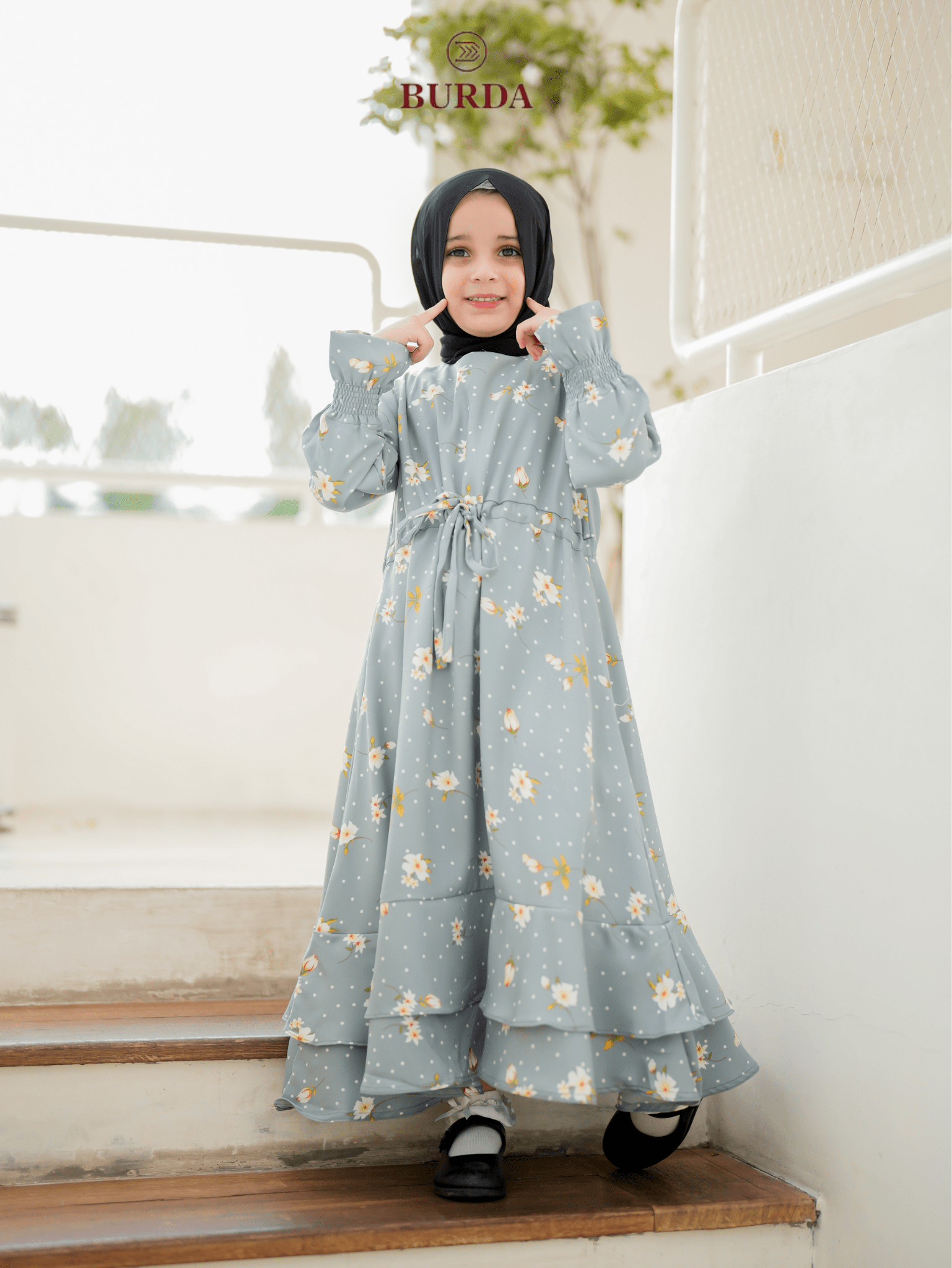 Burdaclothing Kid's Turquoise Floral Dress