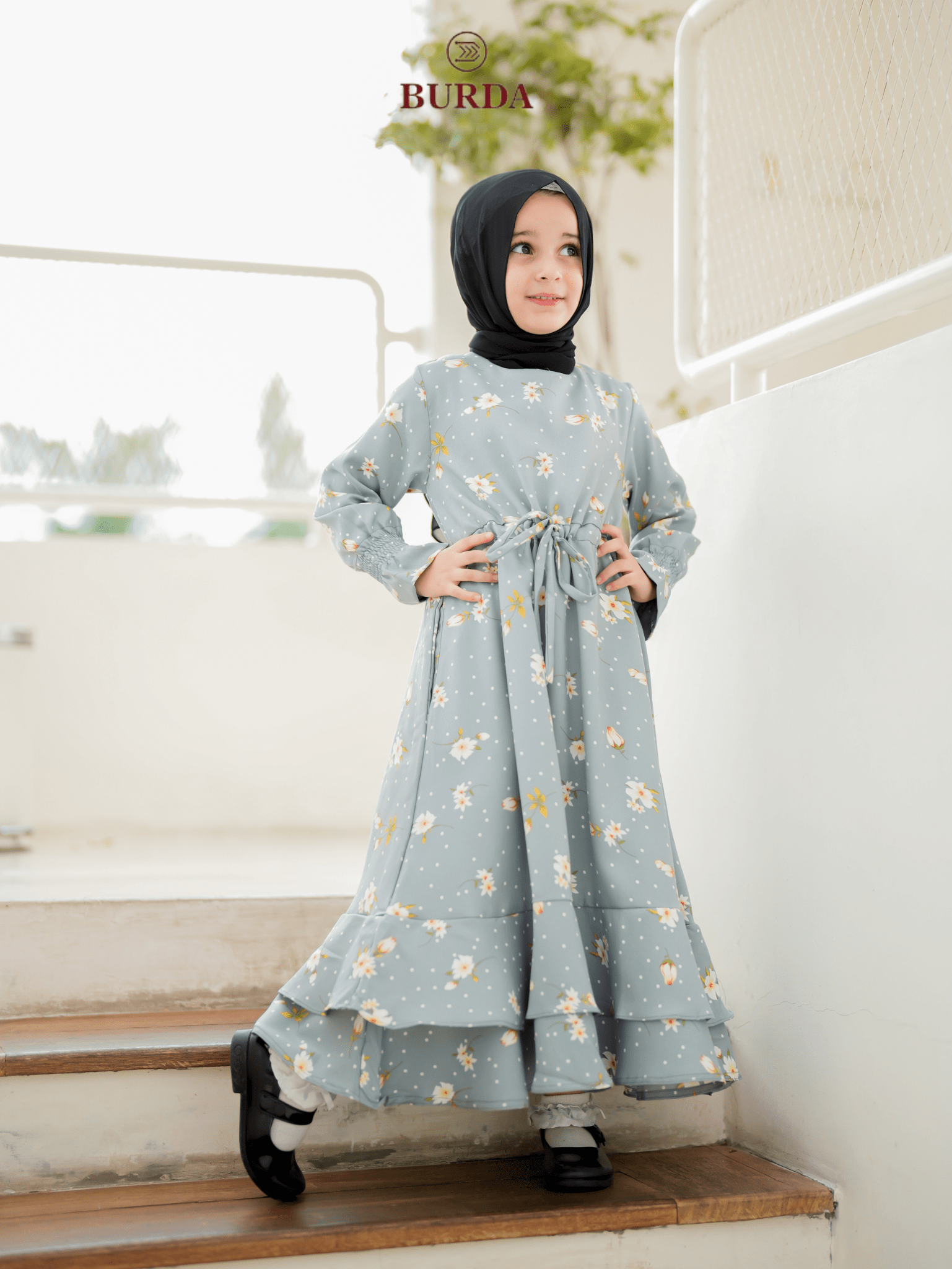 Burdaclothing Kid's Turquoise Floral Dress