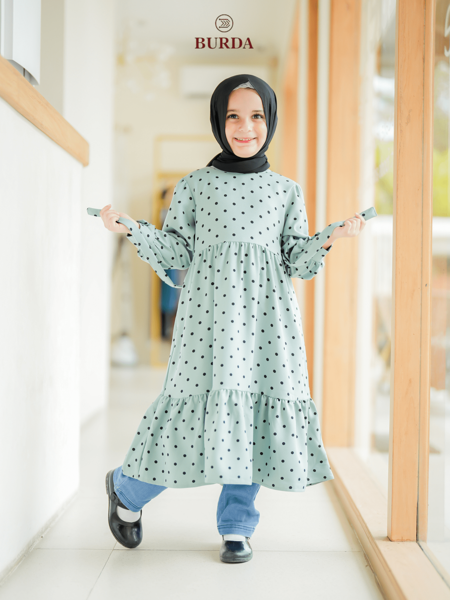 Burdaclothing Kid's Turquoise Polka Dot Dress (Copy)