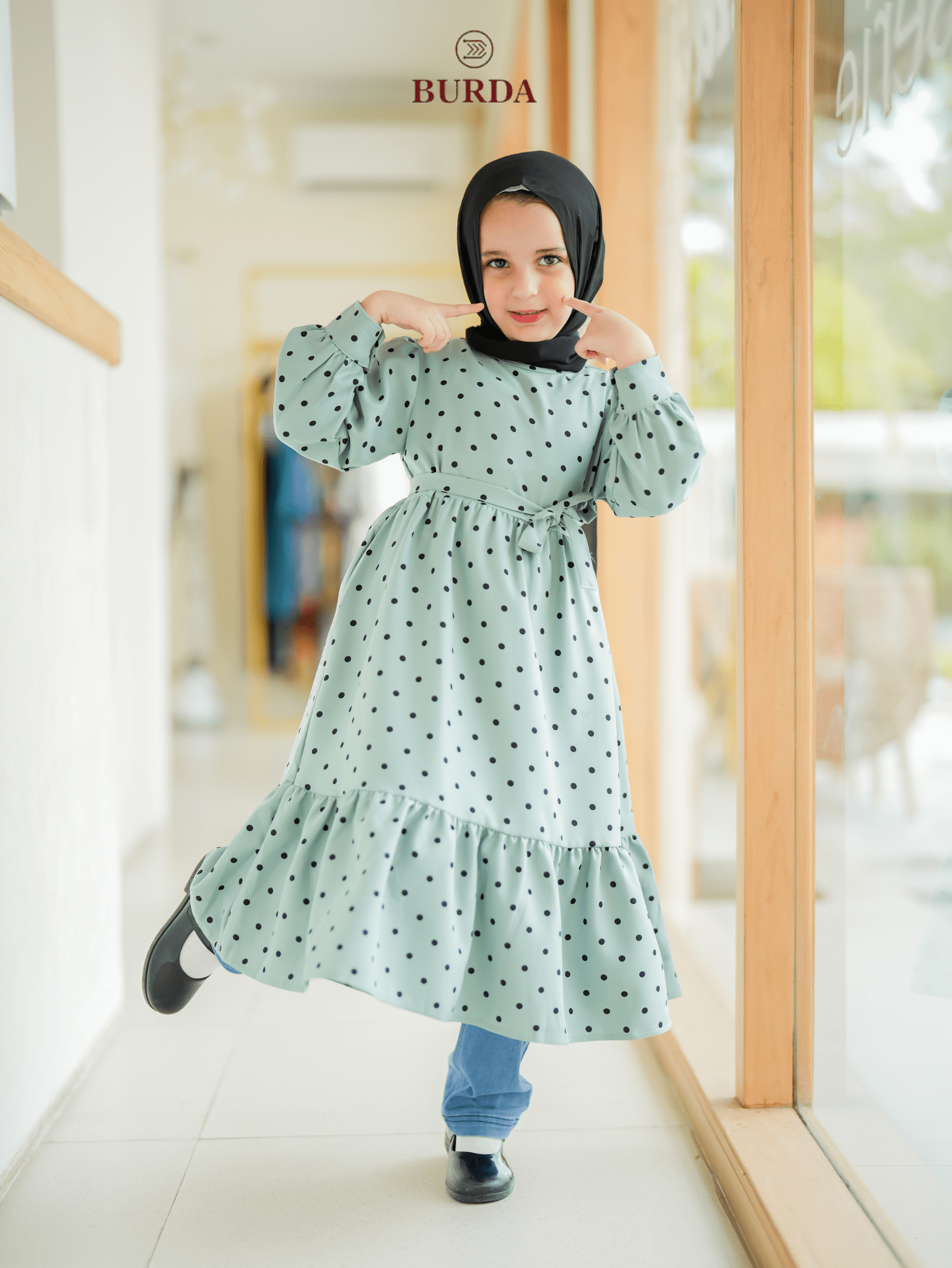 Burdaclothing Kid's Turquoise Polka Dot Dress (Copy)