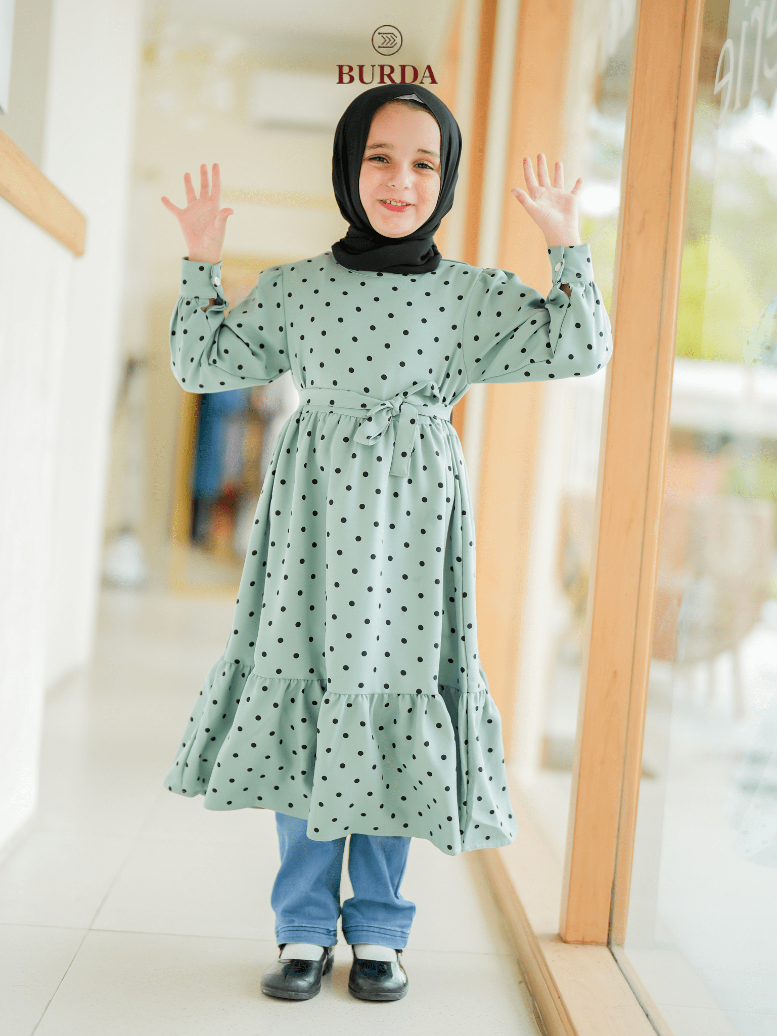 Burdaclothing Kid's Turquoise Polka Dot Dress (Copy)