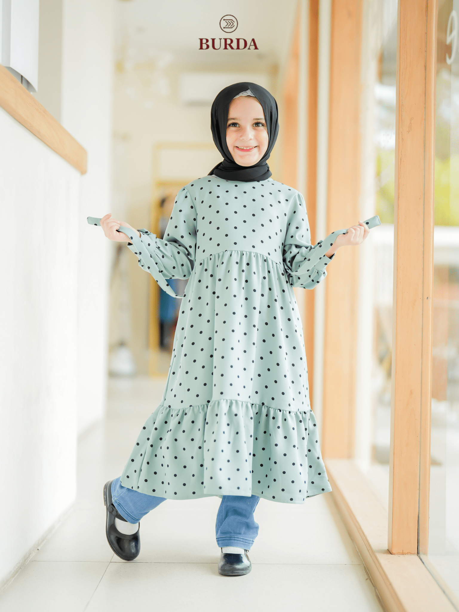 Burdaclothing Kid's Turquoise Polka Dot Dress (Copy)